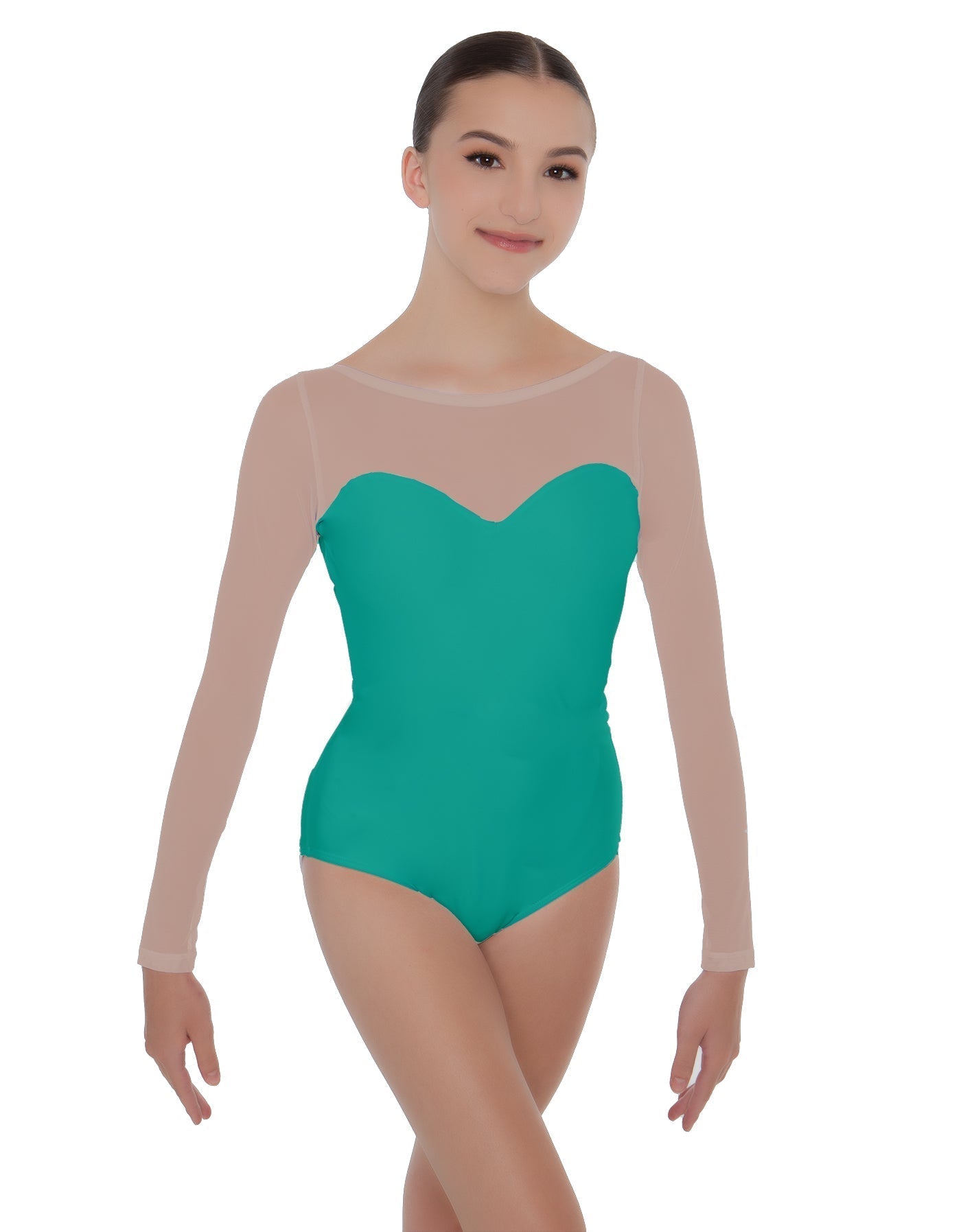 Solid Lycra LS Mesh Sweetheart Leotard