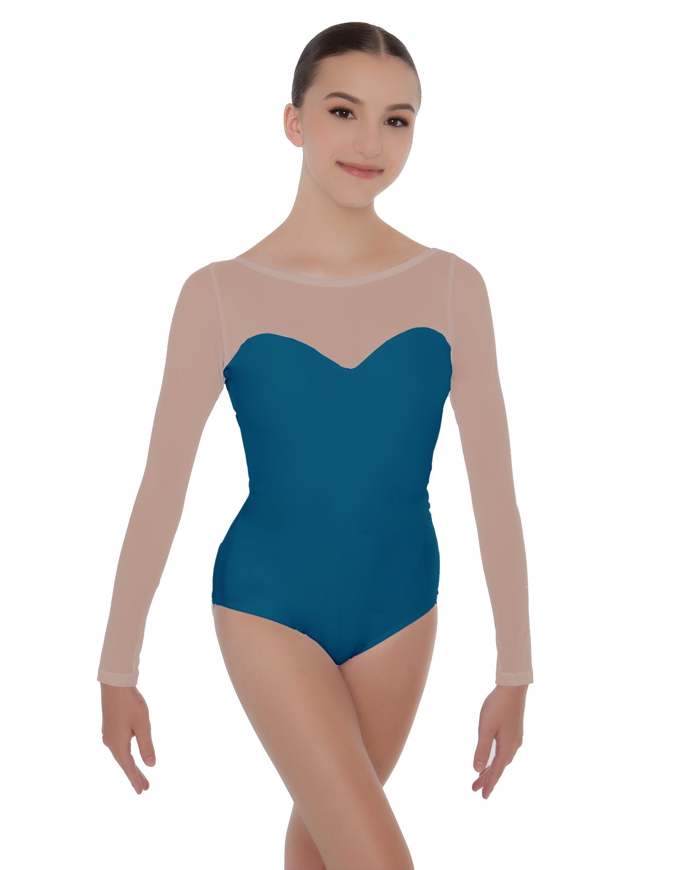 Solid Lycra LS Mesh Sweetheart Leotard
