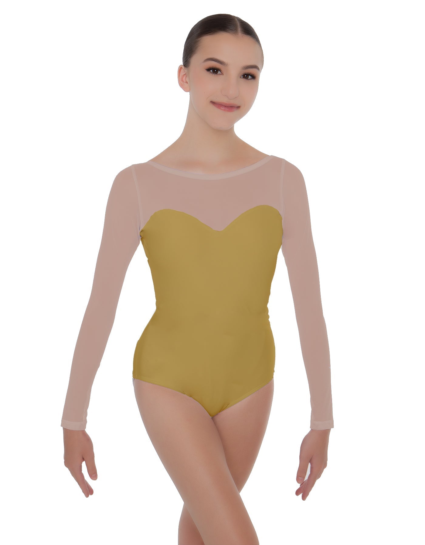 Solid Lycra LS Mesh Sweetheart Leotard