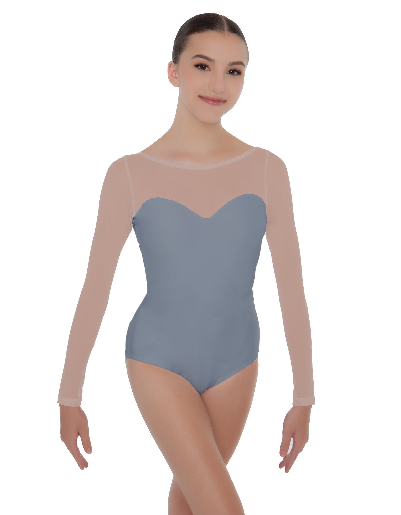 Solid Lycra LS Mesh Sweetheart Leotard