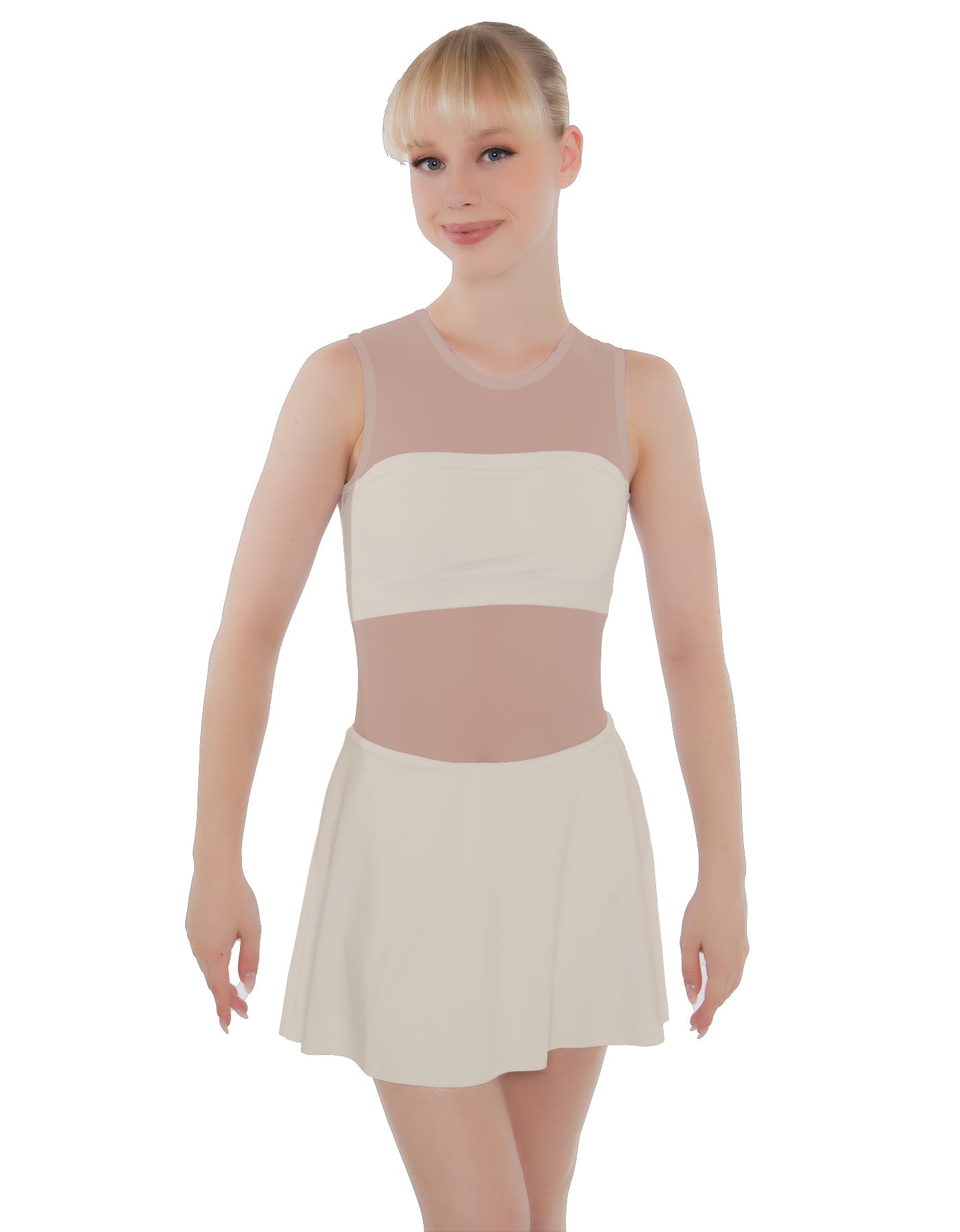 Solid Lycra Sleeveless Open Back Mesh Dress Lycra Bandeau