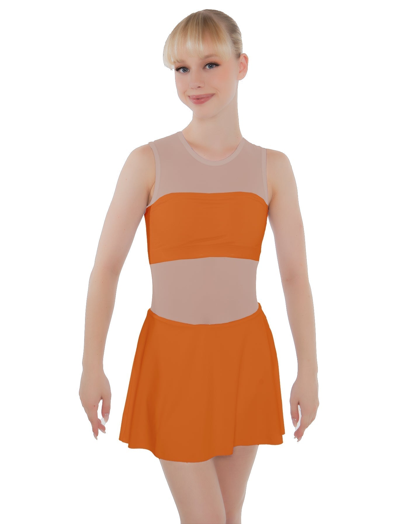 Solid Lycra Sleeveless Open Back Mesh Dress Lycra Bandeau