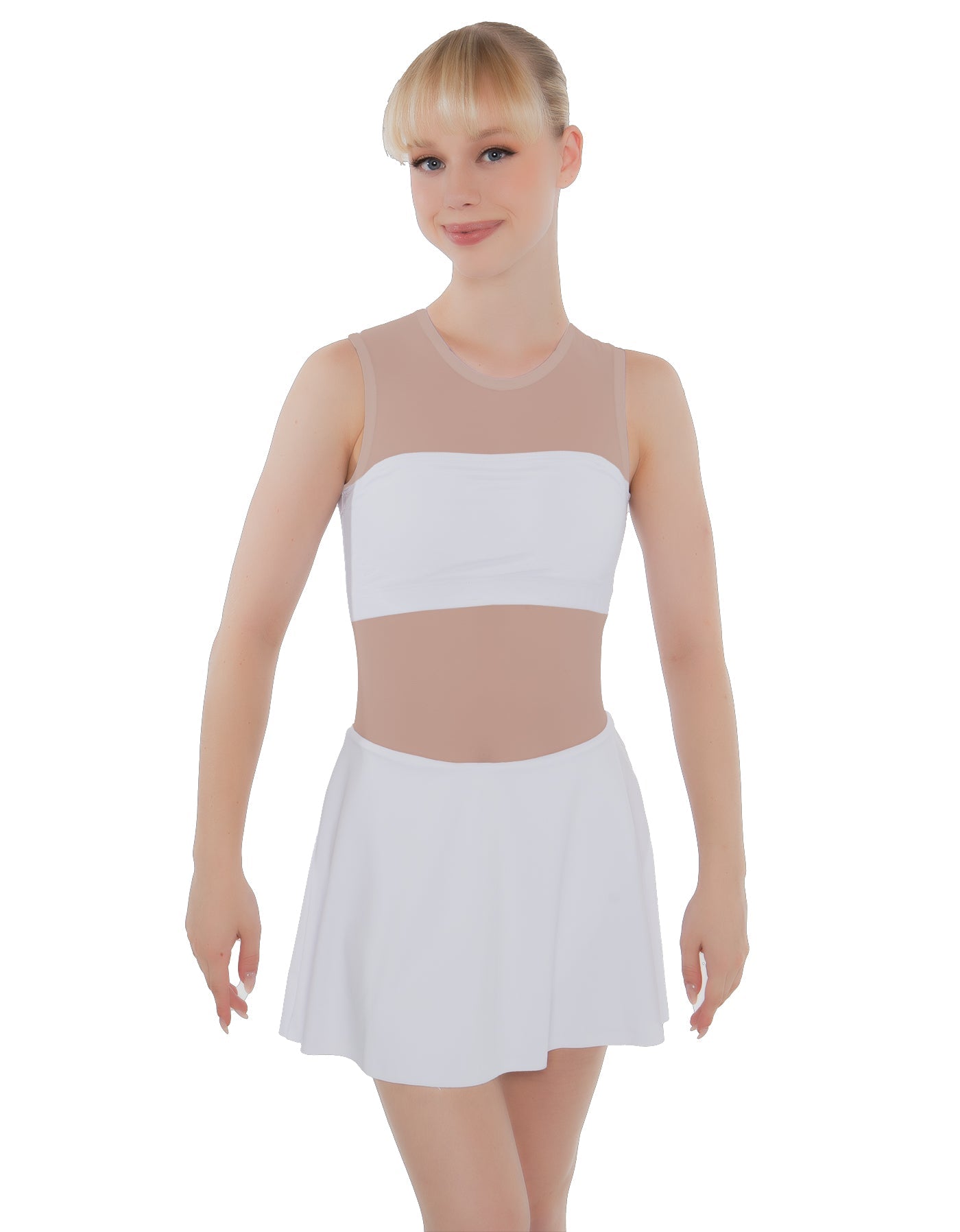 Solid Lycra Sleeveless Open Back Mesh Dress Lycra Bandeau