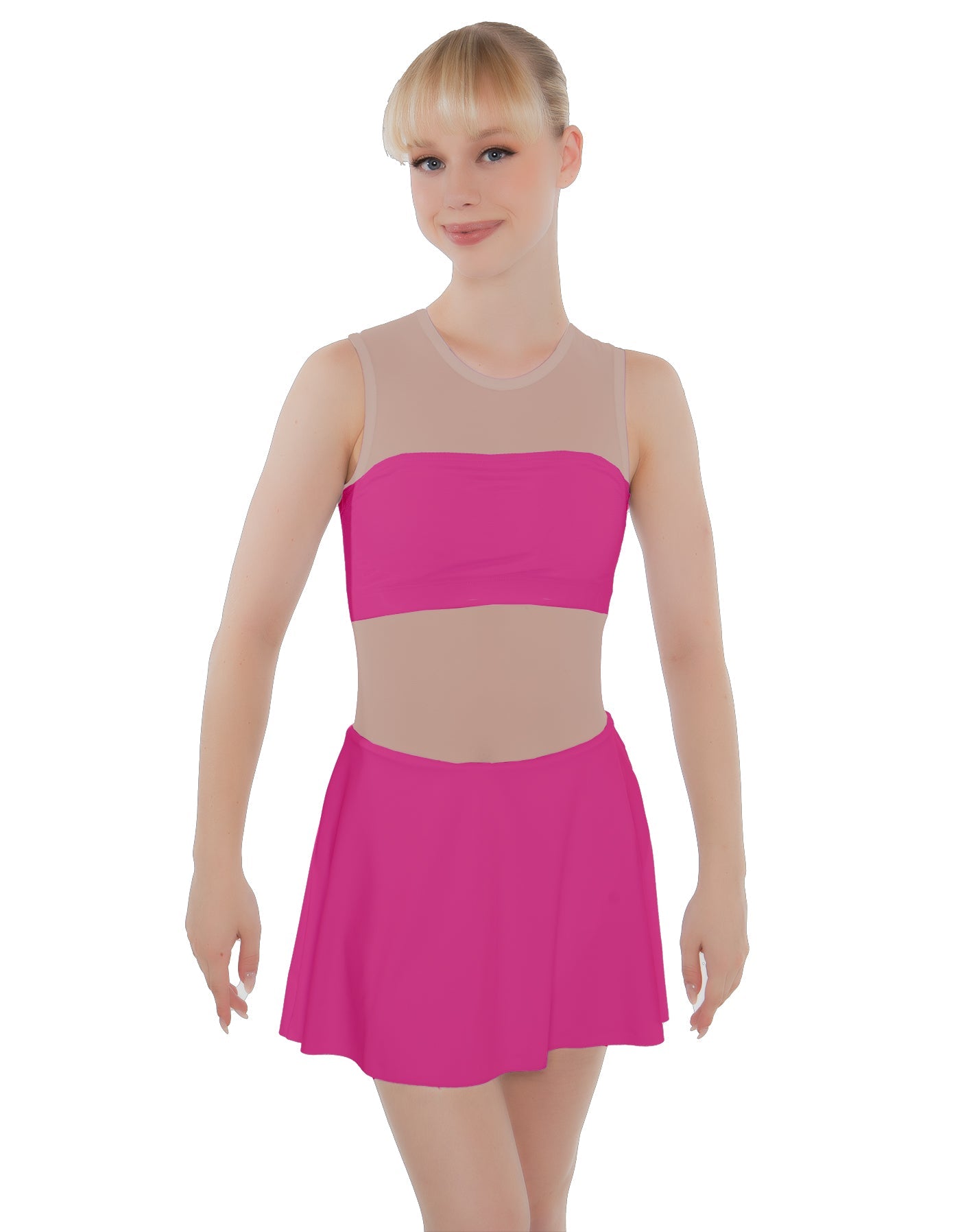 Solid Lycra Sleeveless Open Back Mesh Dress Lycra Bandeau