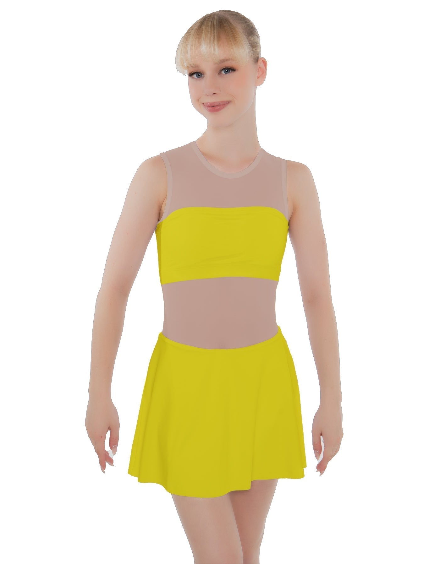 Solid Lycra Sleeveless Open Back Mesh Dress Lycra Bandeau