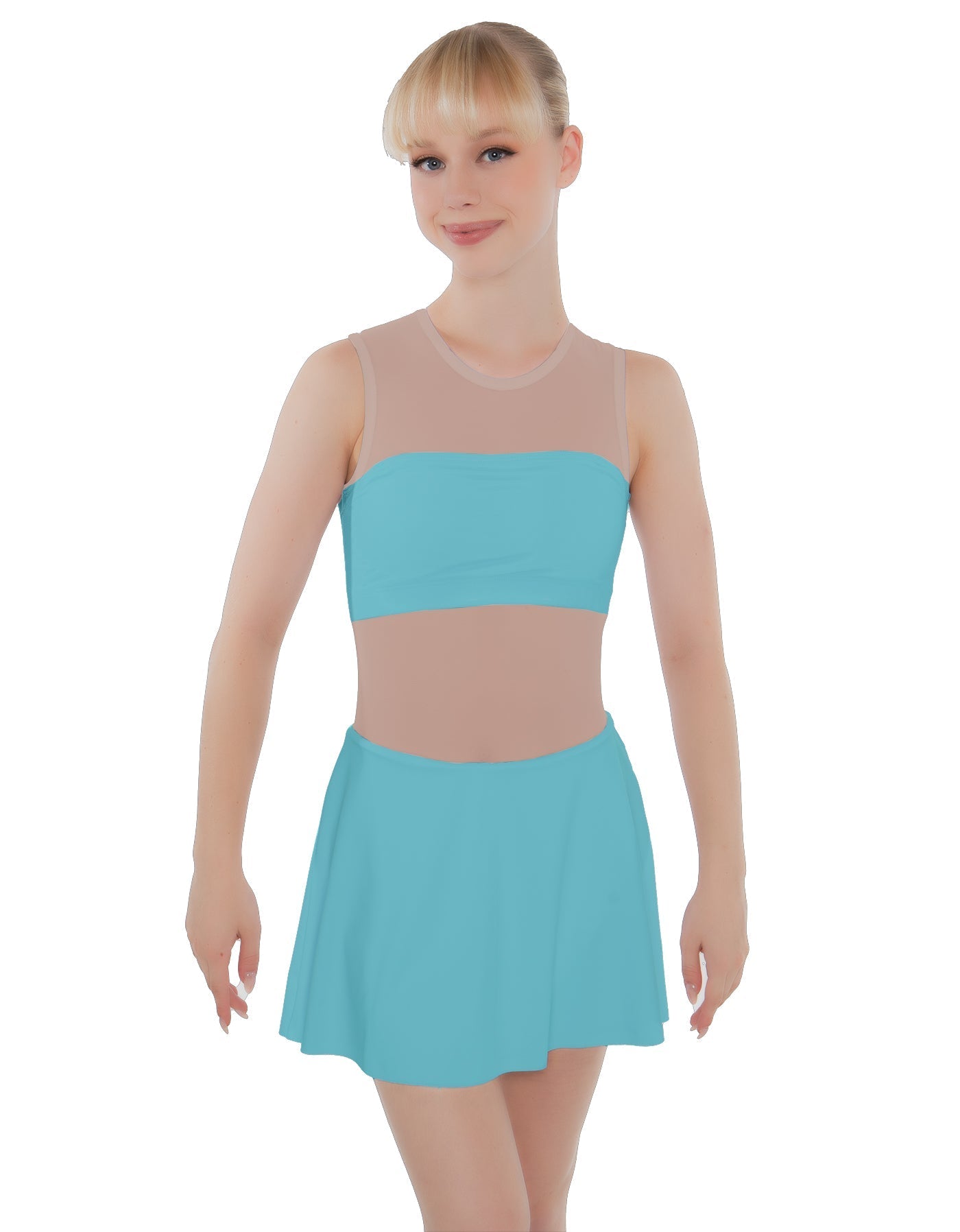 Solid Lycra Sleeveless Open Back Mesh Dress Lycra Bandeau