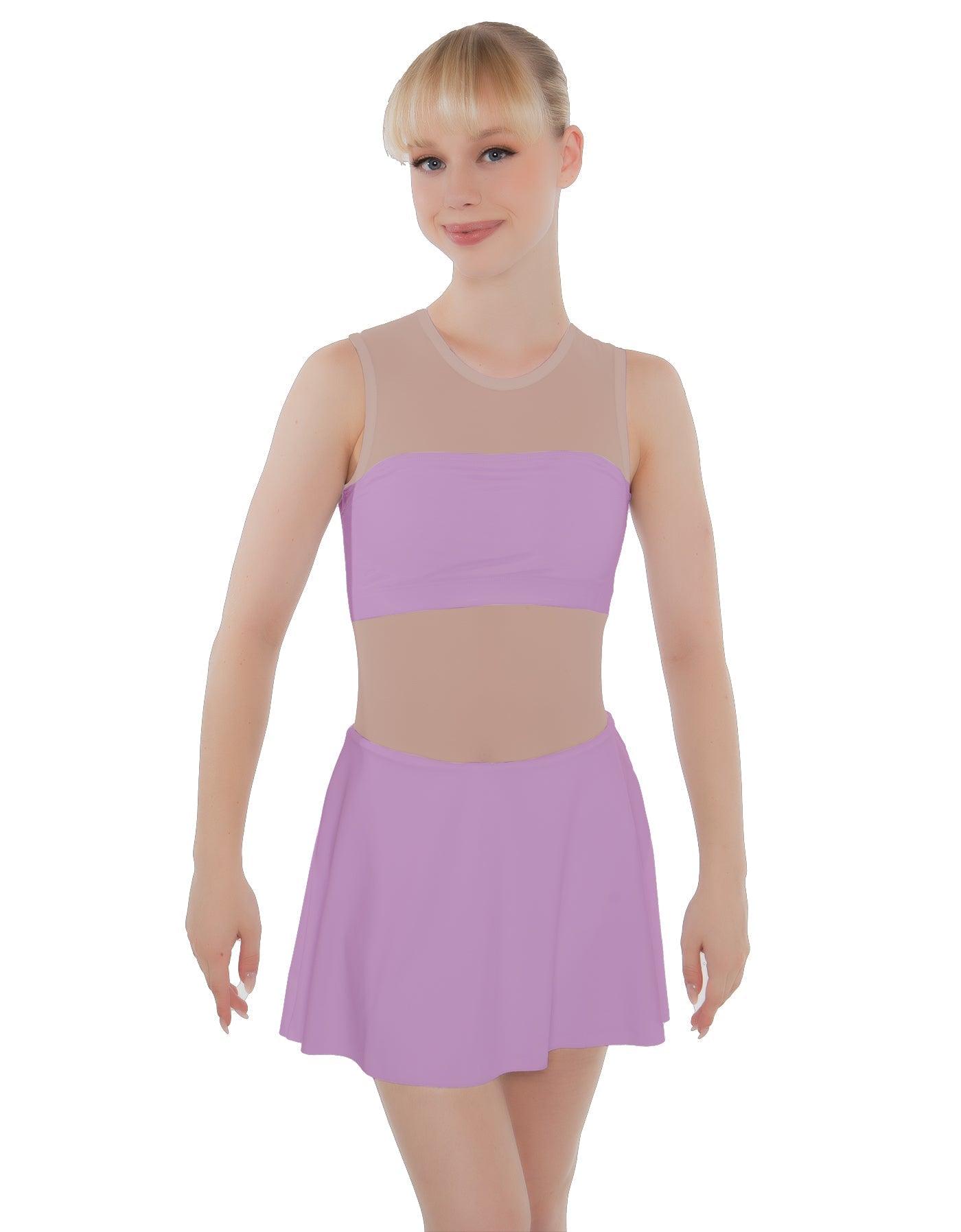 Solid Lycra Sleeveless Open Back Mesh Dress Lycra Bandeau