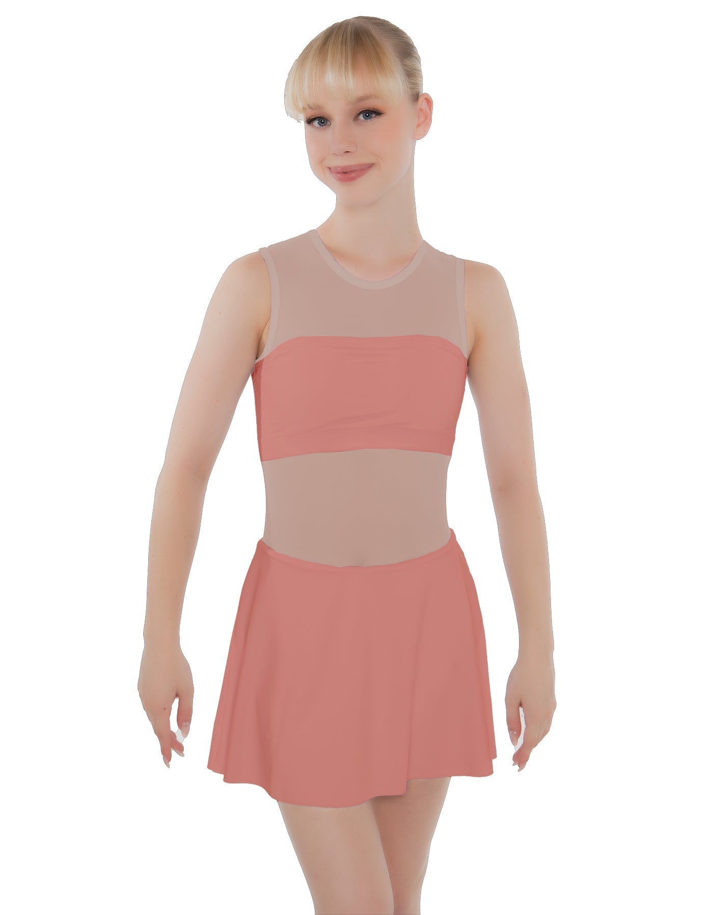 Solid Lycra Sleeveless Open Back Mesh Dress Lycra Bandeau