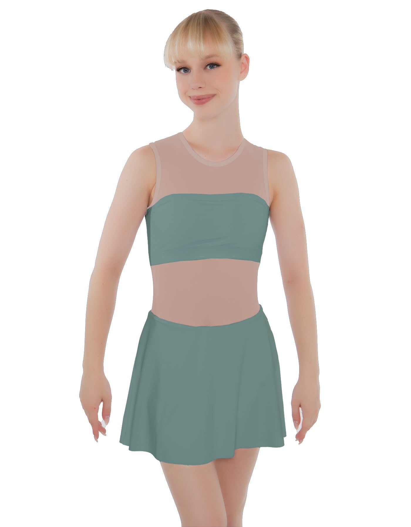 Solid Lycra Sleeveless Open Back Mesh Dress Lycra Bandeau