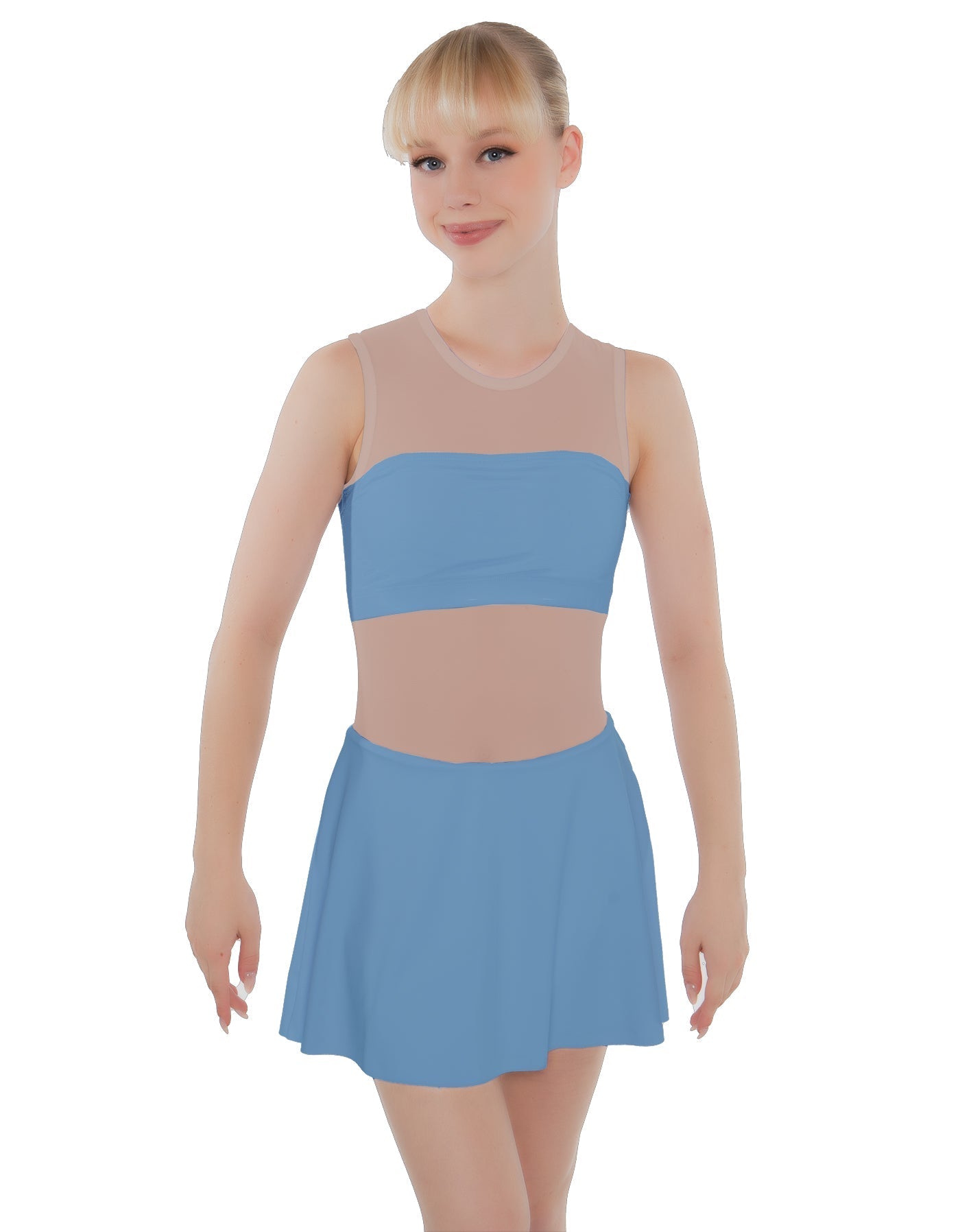 Solid Lycra Sleeveless Open Back Mesh Dress Lycra Bandeau