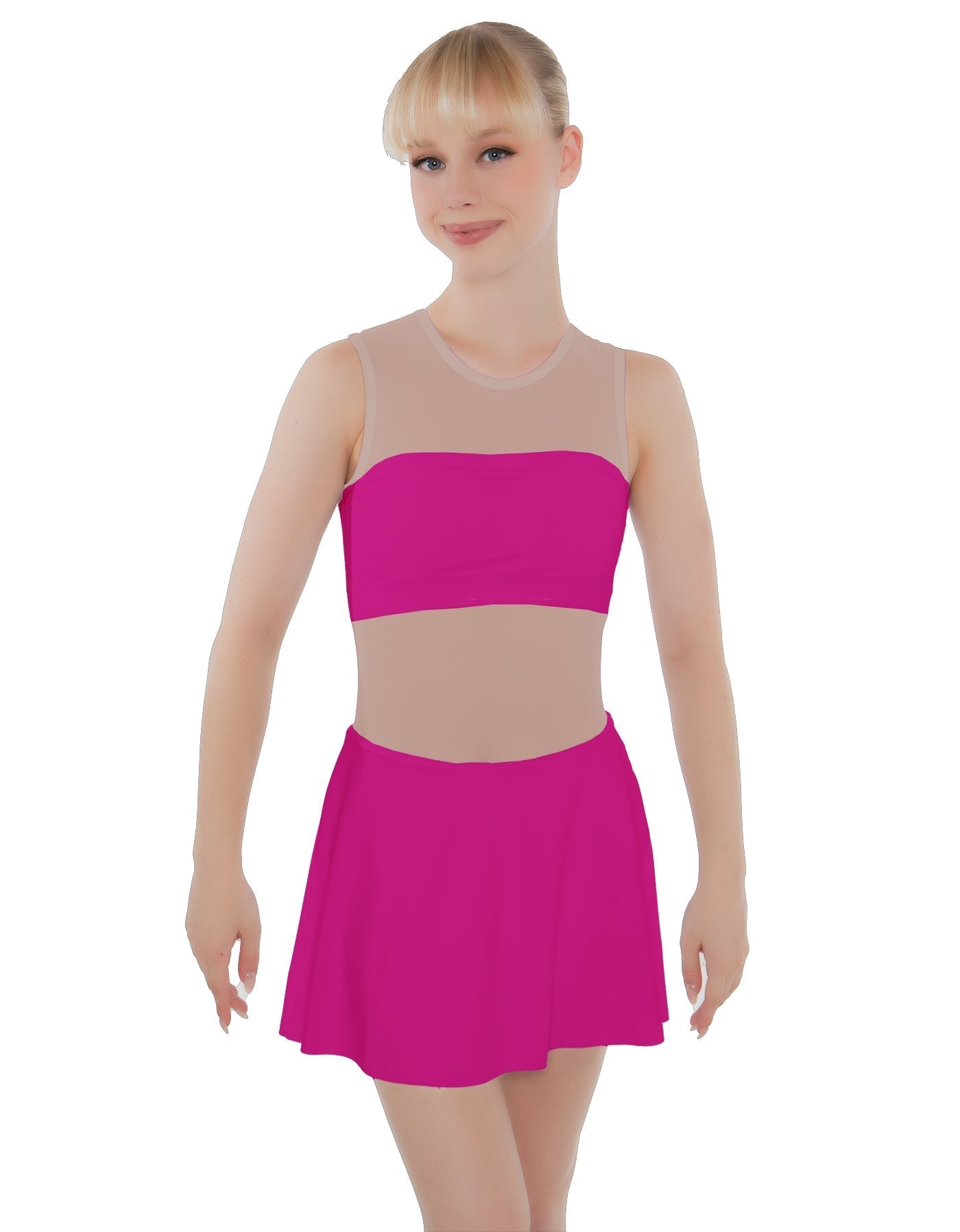 Solid Lycra Sleeveless Open Back Mesh Dress Lycra Bandeau