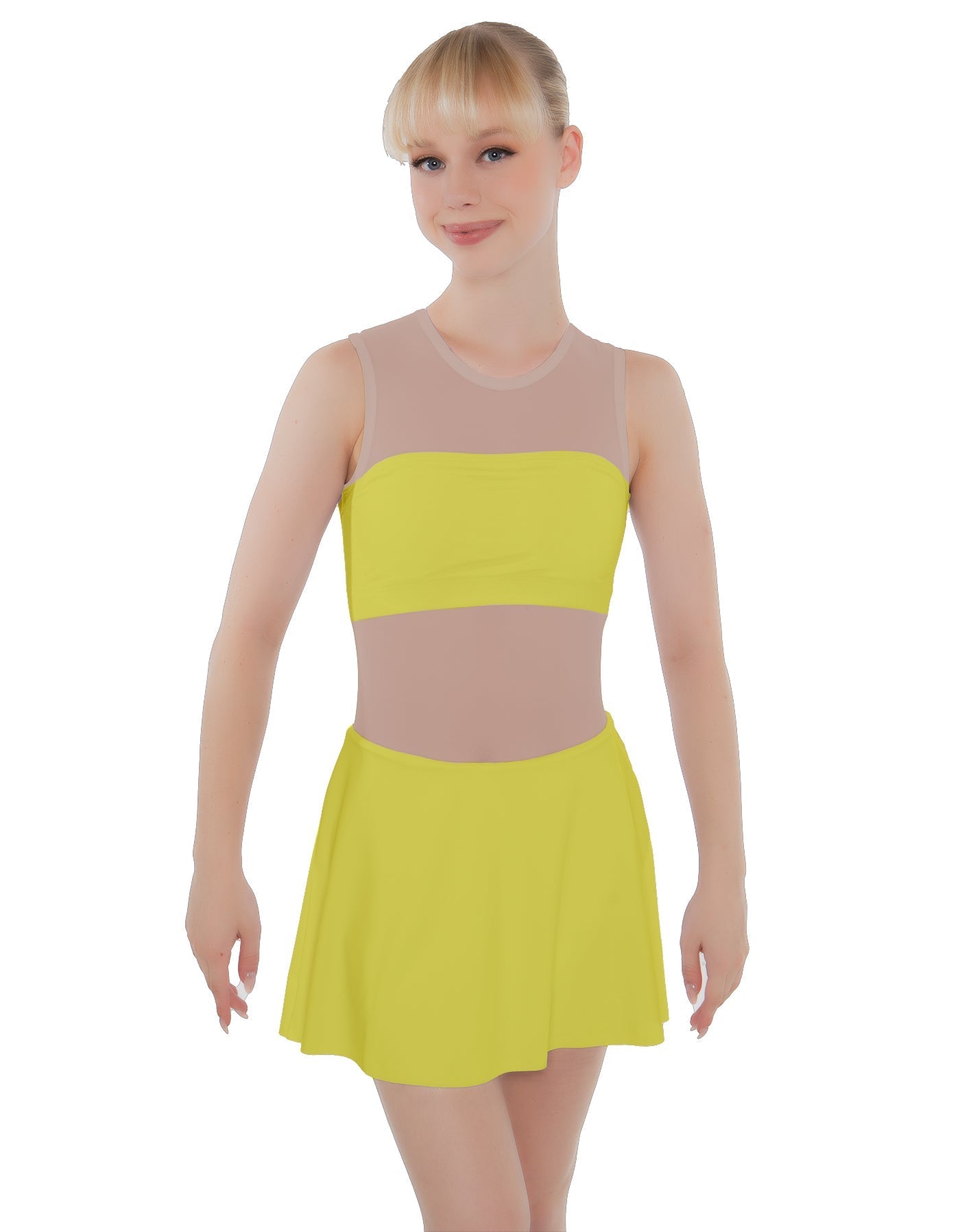 Solid Lycra Sleeveless Open Back Mesh Dress Lycra Bandeau
