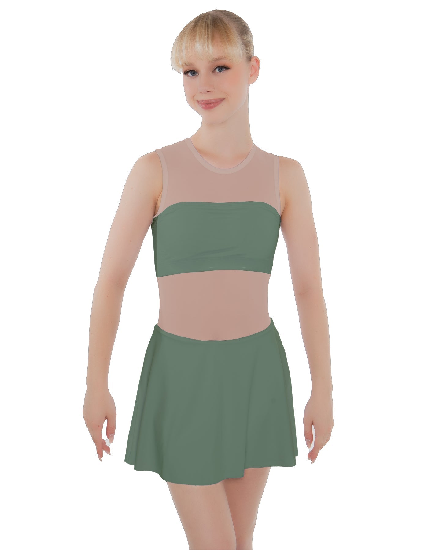 Solid Lycra Sleeveless Open Back Mesh Dress Lycra Bandeau