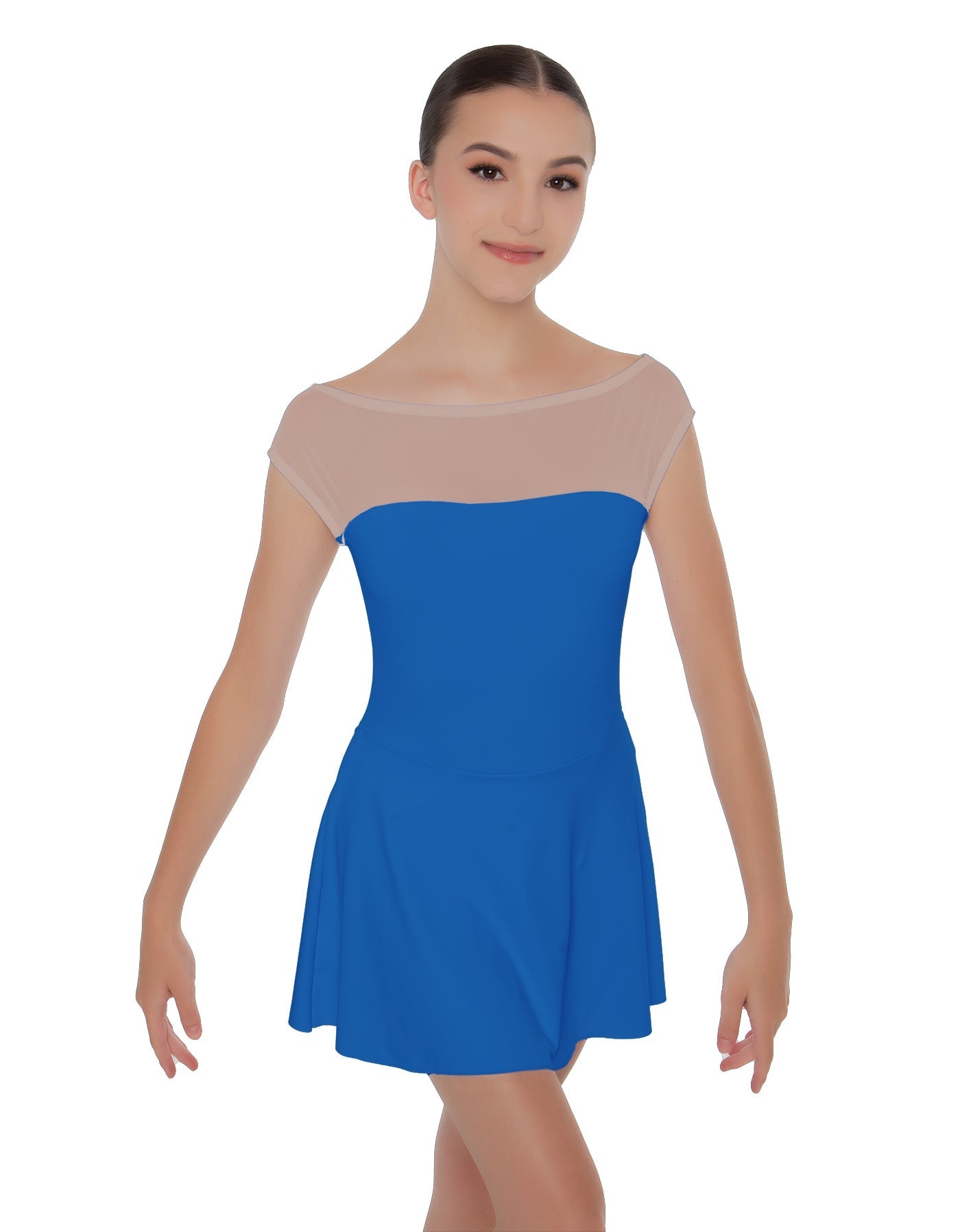 Solid Lycra Mesh Boatneck Dress