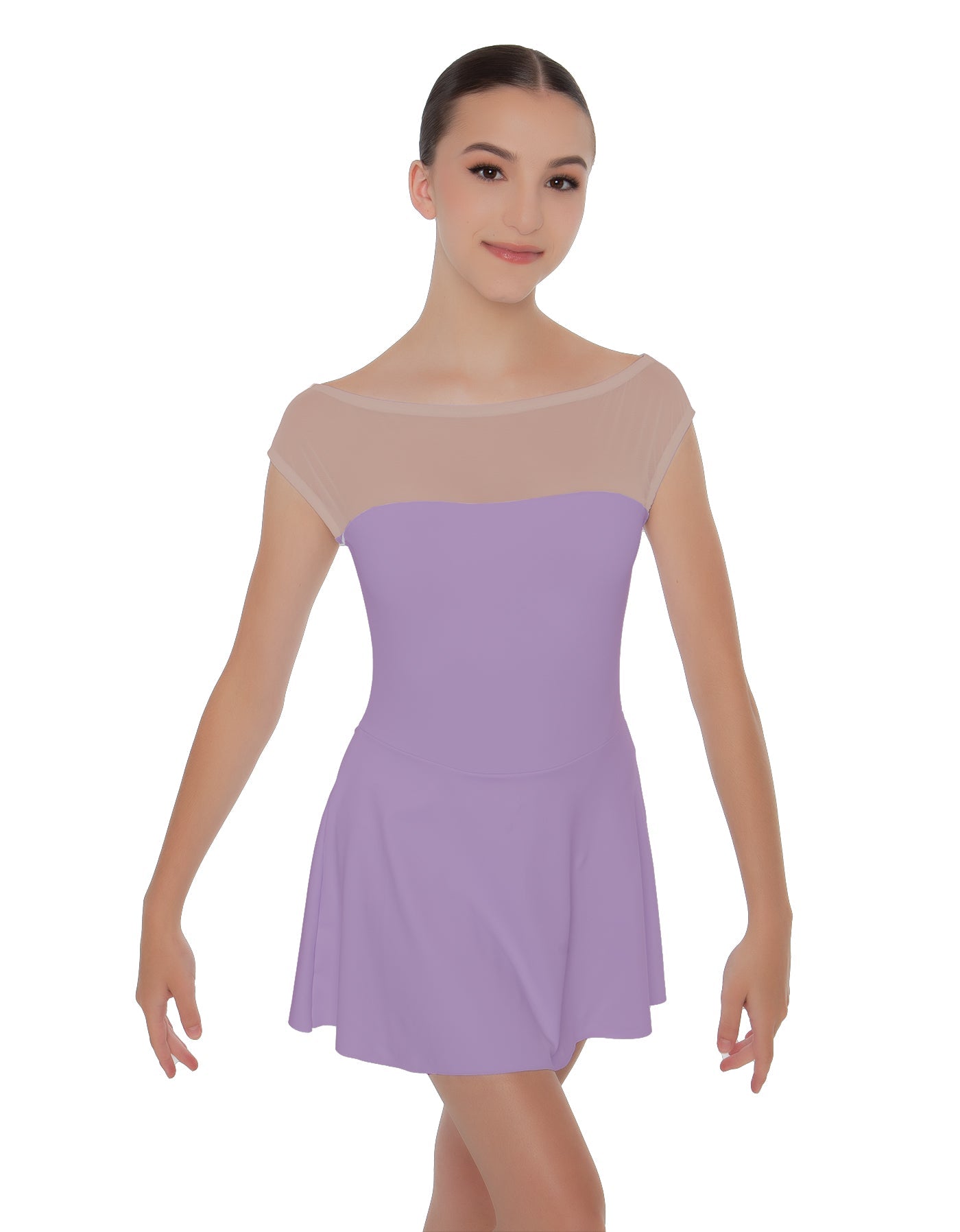 Solid Lycra Mesh Boatneck Dress