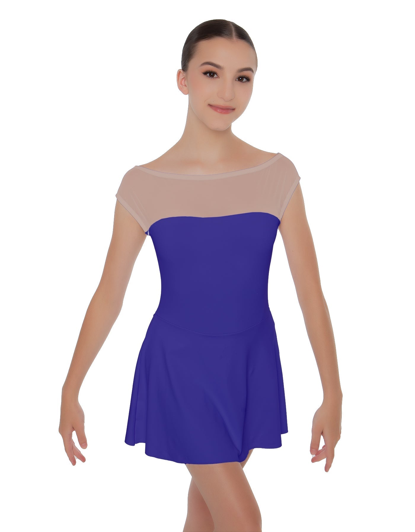 Solid Lycra Mesh Boatneck Dress