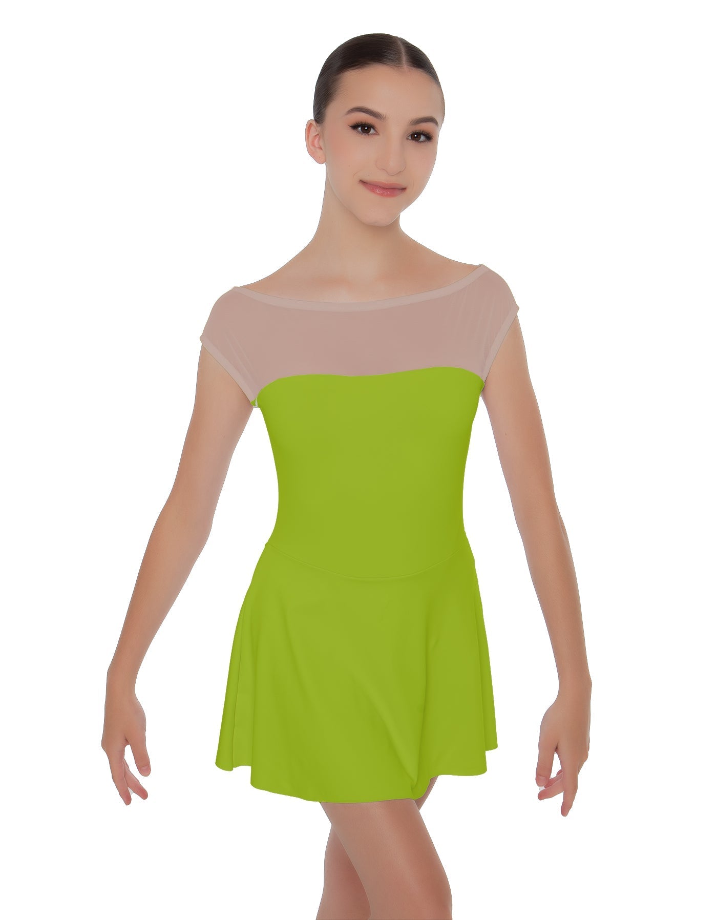 Solid Lycra Mesh Boatneck Dress