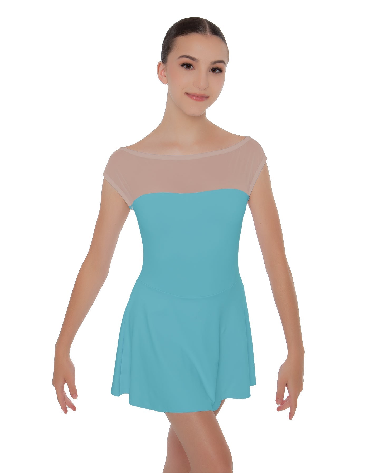Solid Lycra Mesh Boatneck Dress