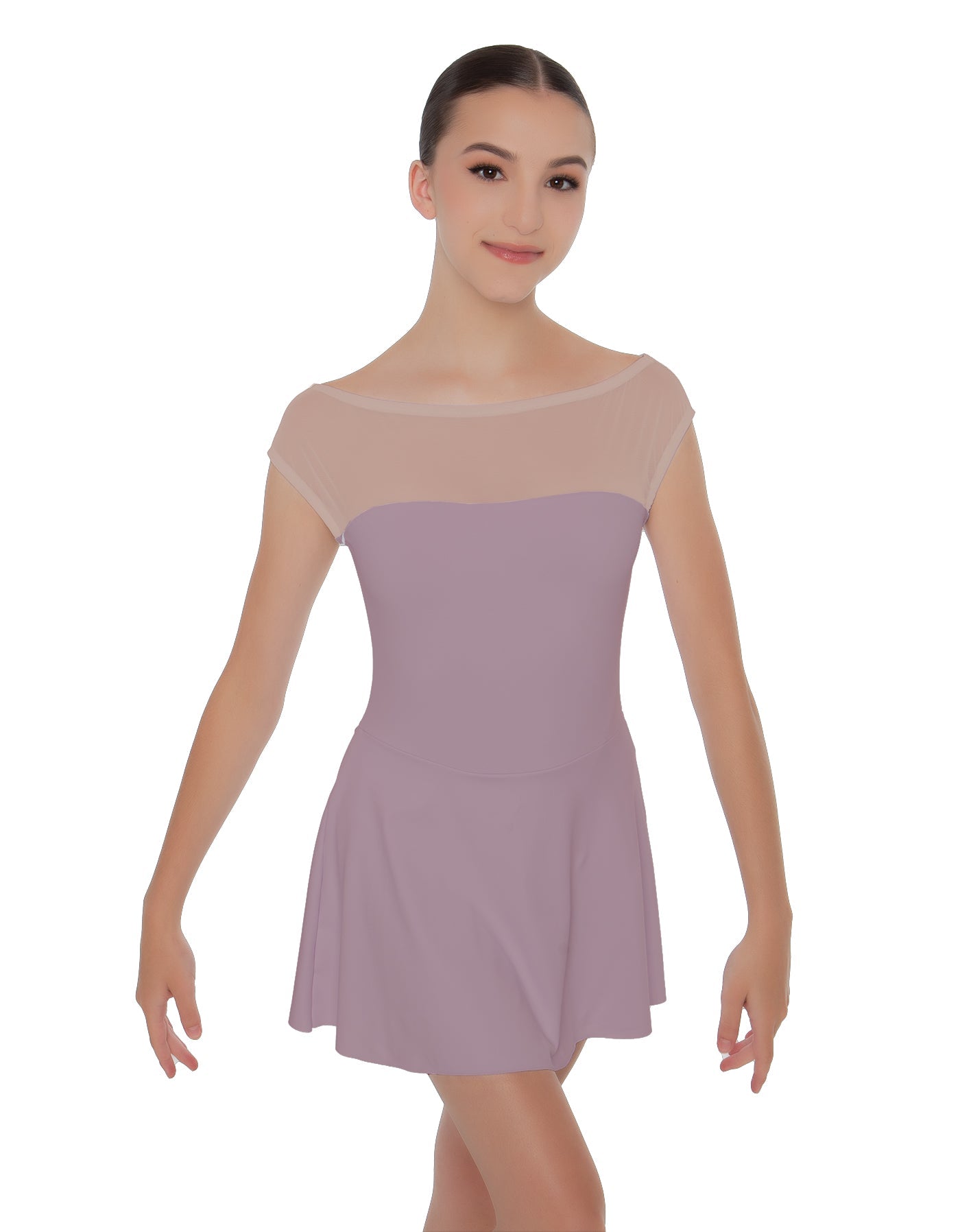 Solid Lycra Mesh Boatneck Dress