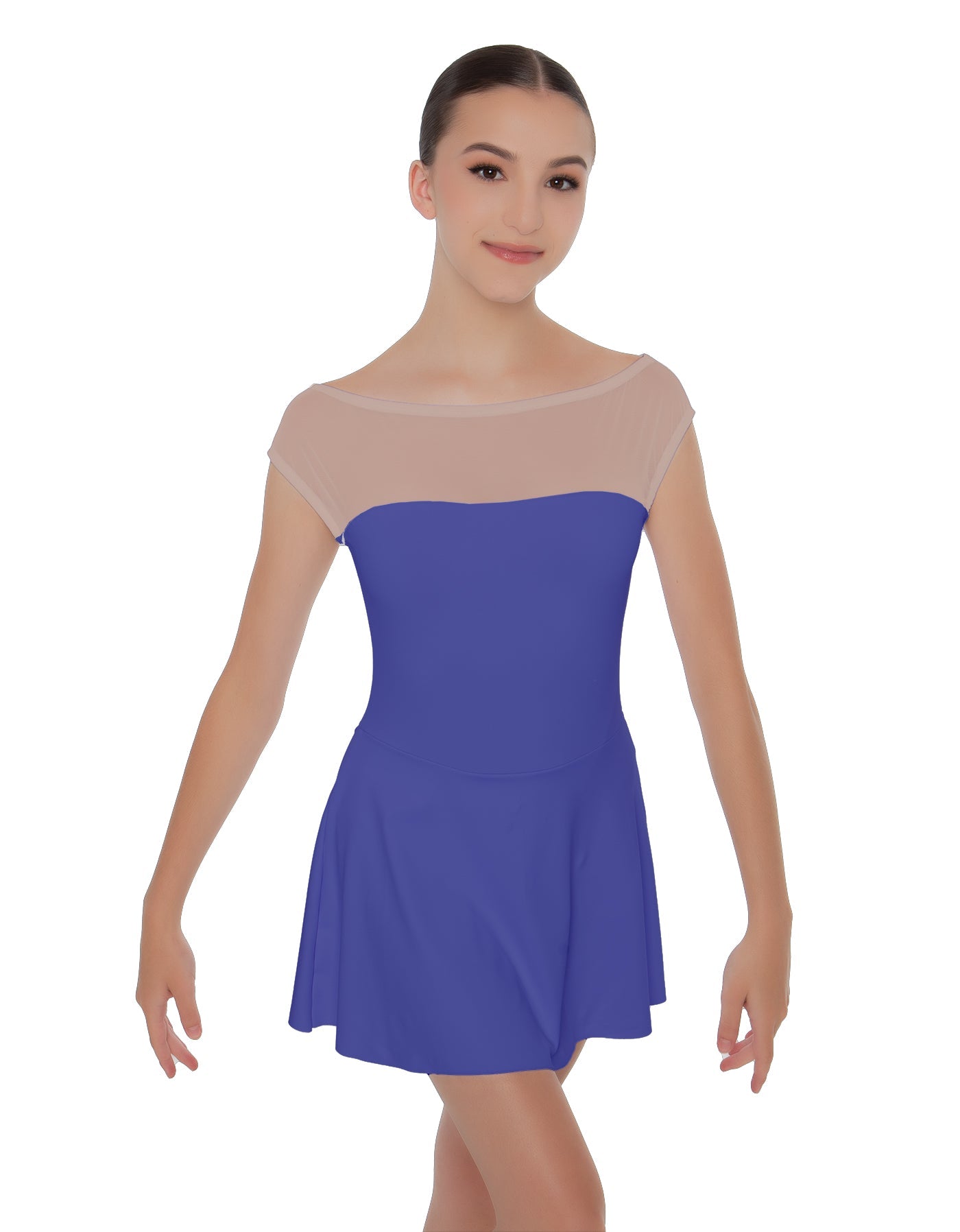 Solid Lycra Mesh Boatneck Dress
