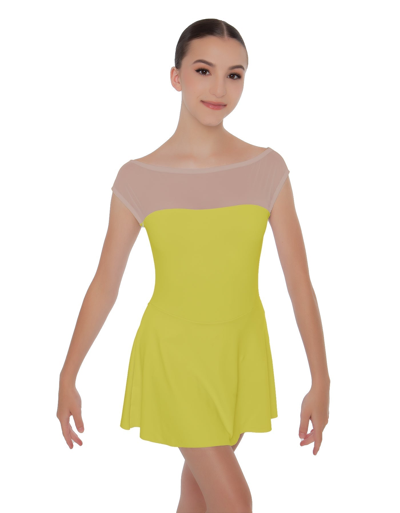 Solid Lycra Mesh Boatneck Dress
