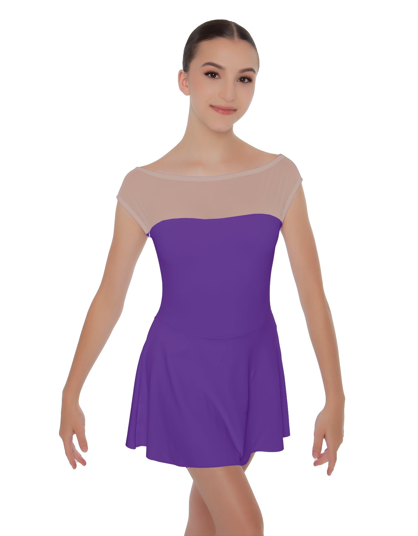 Solid Lycra Mesh Boatneck Dress