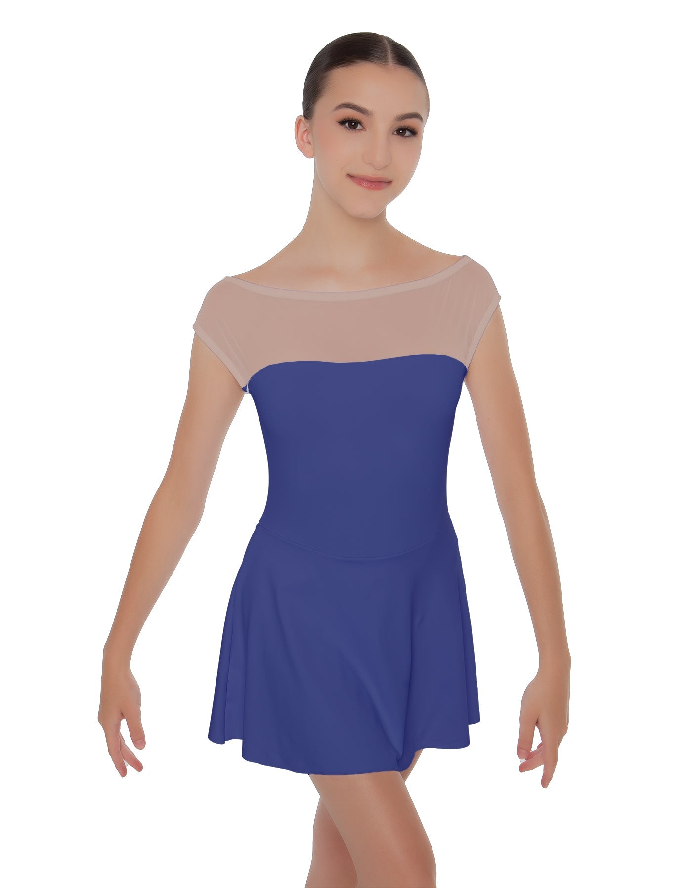 Solid Lycra Mesh Boatneck Dress