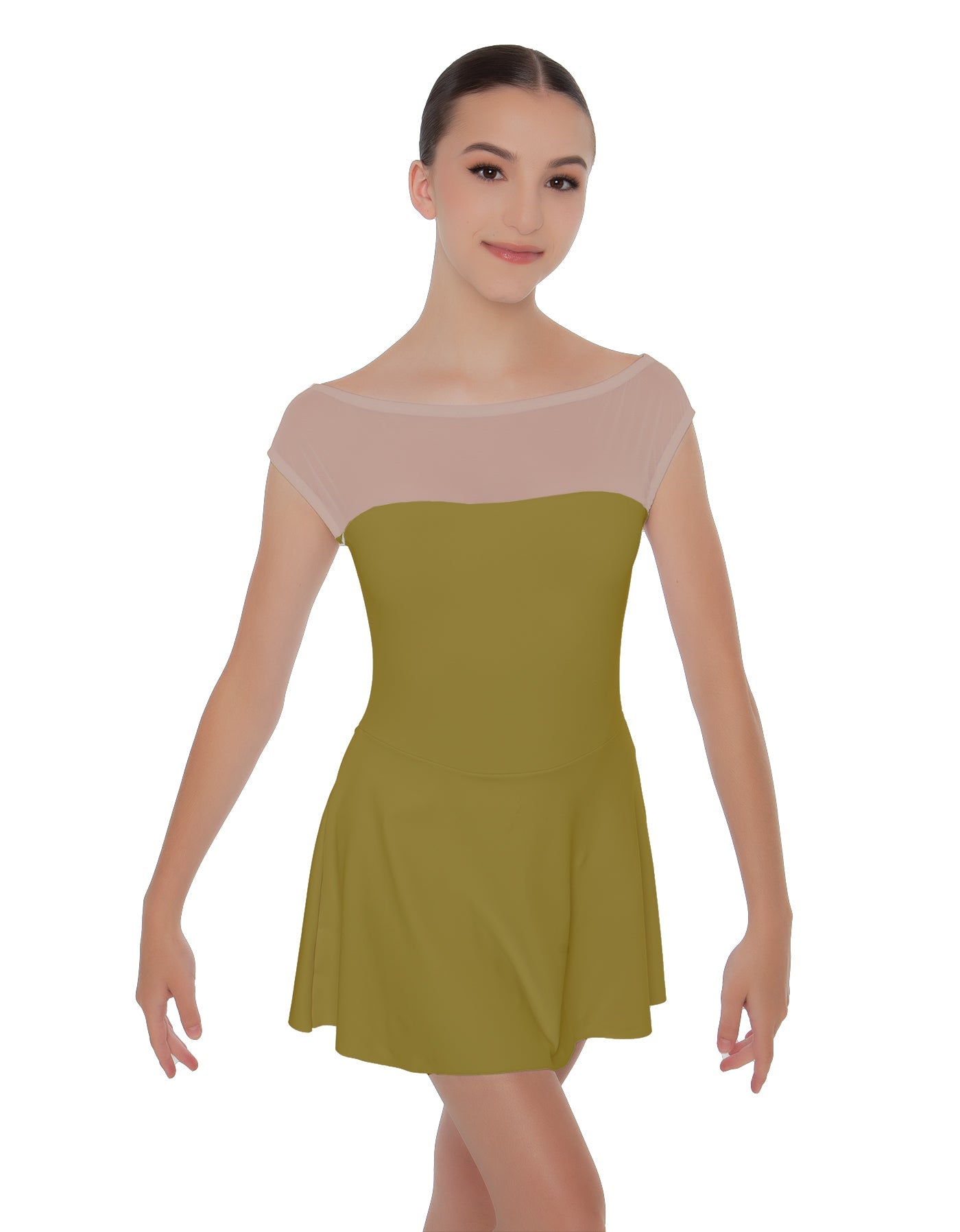 Solid Lycra Mesh Boatneck Dress