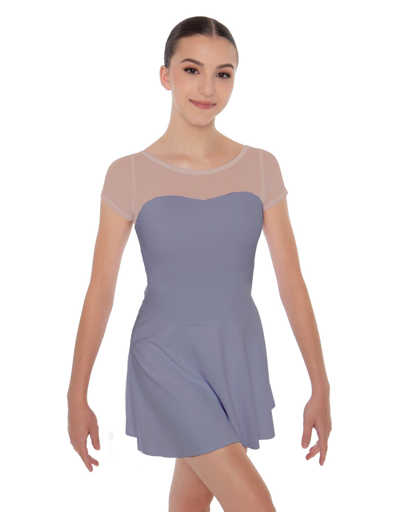 Solid Lycra Mesh Sweetheart with Cap Sleeve Dress