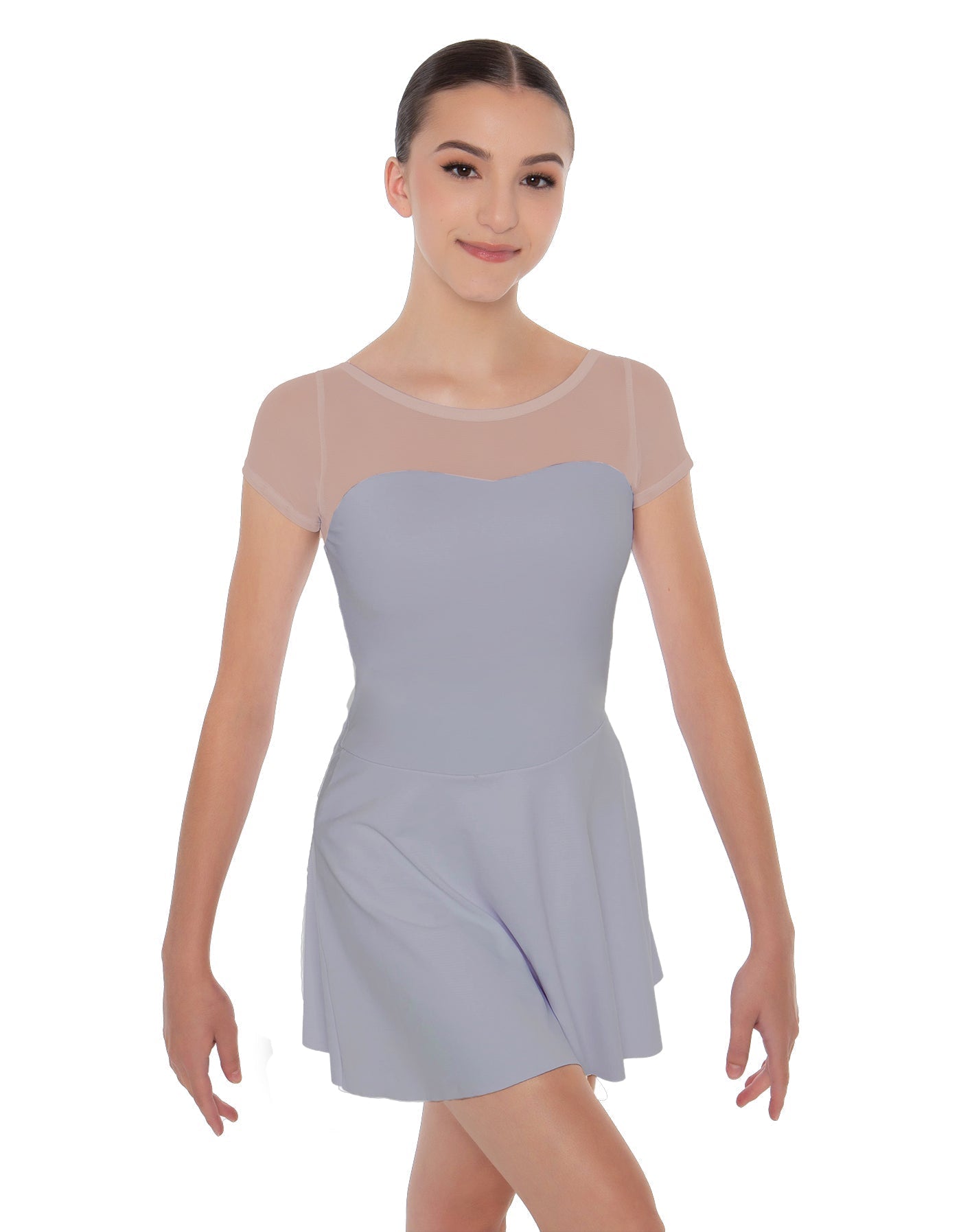 Solid Lycra Mesh Sweetheart with Cap Sleeve Dress