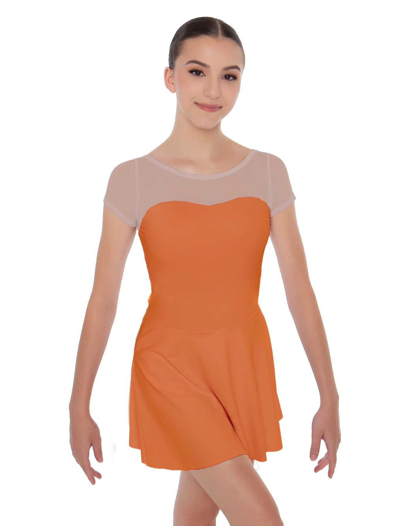 Solid Lycra Mesh Sweetheart with Cap Sleeve Dress