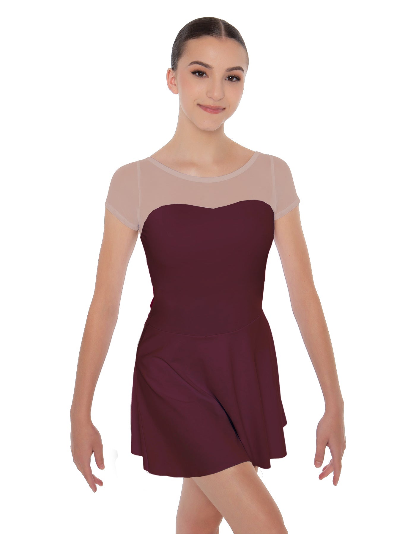 Solid Lycra Mesh Sweetheart with Cap Sleeve Dress