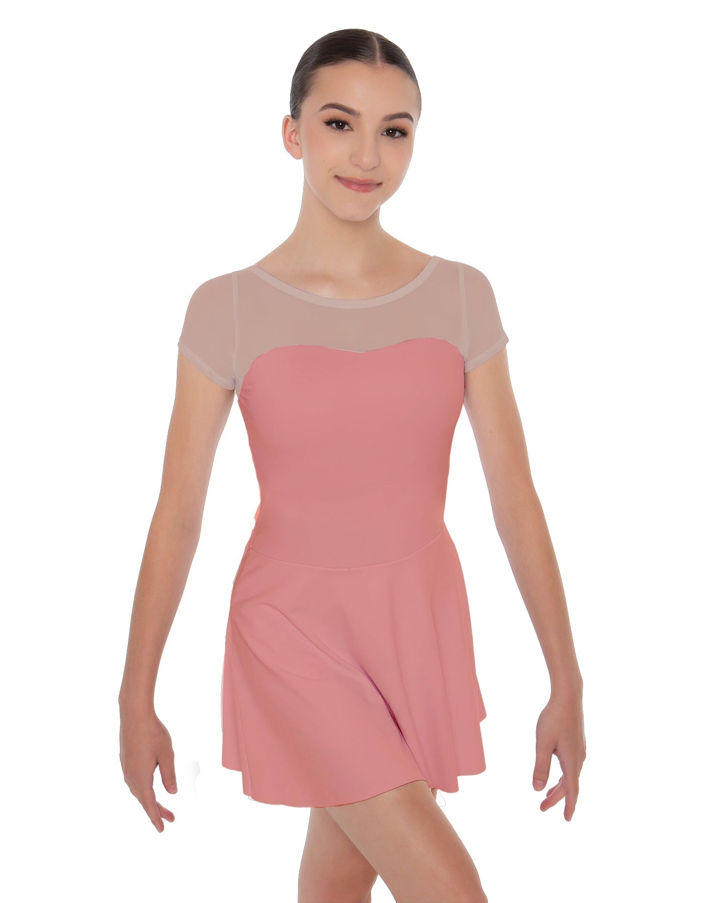 Solid Lycra Mesh Sweetheart with Cap Sleeve Dress
