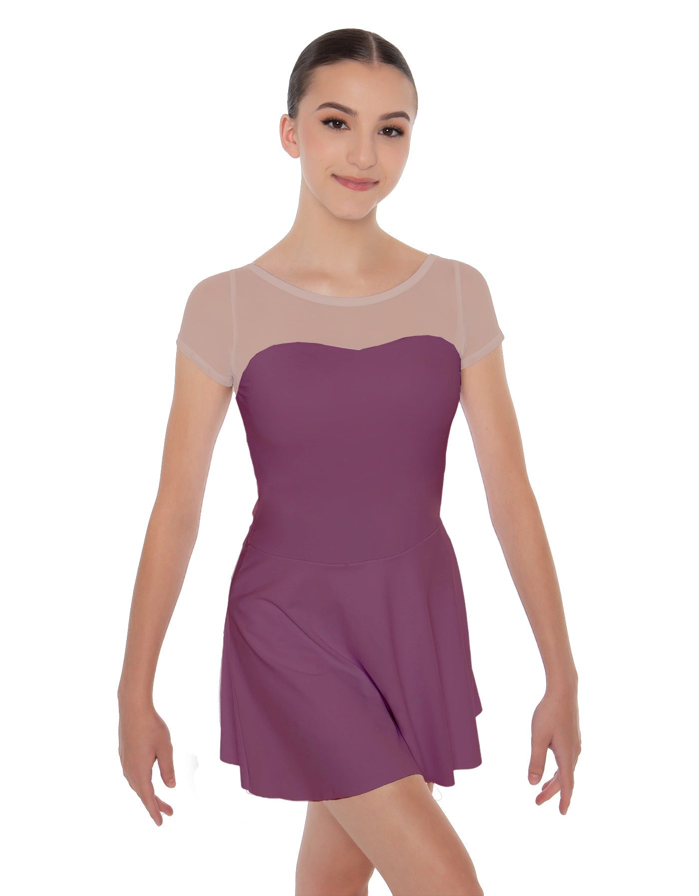 Solid Lycra Mesh Sweetheart with Cap Sleeve Dress