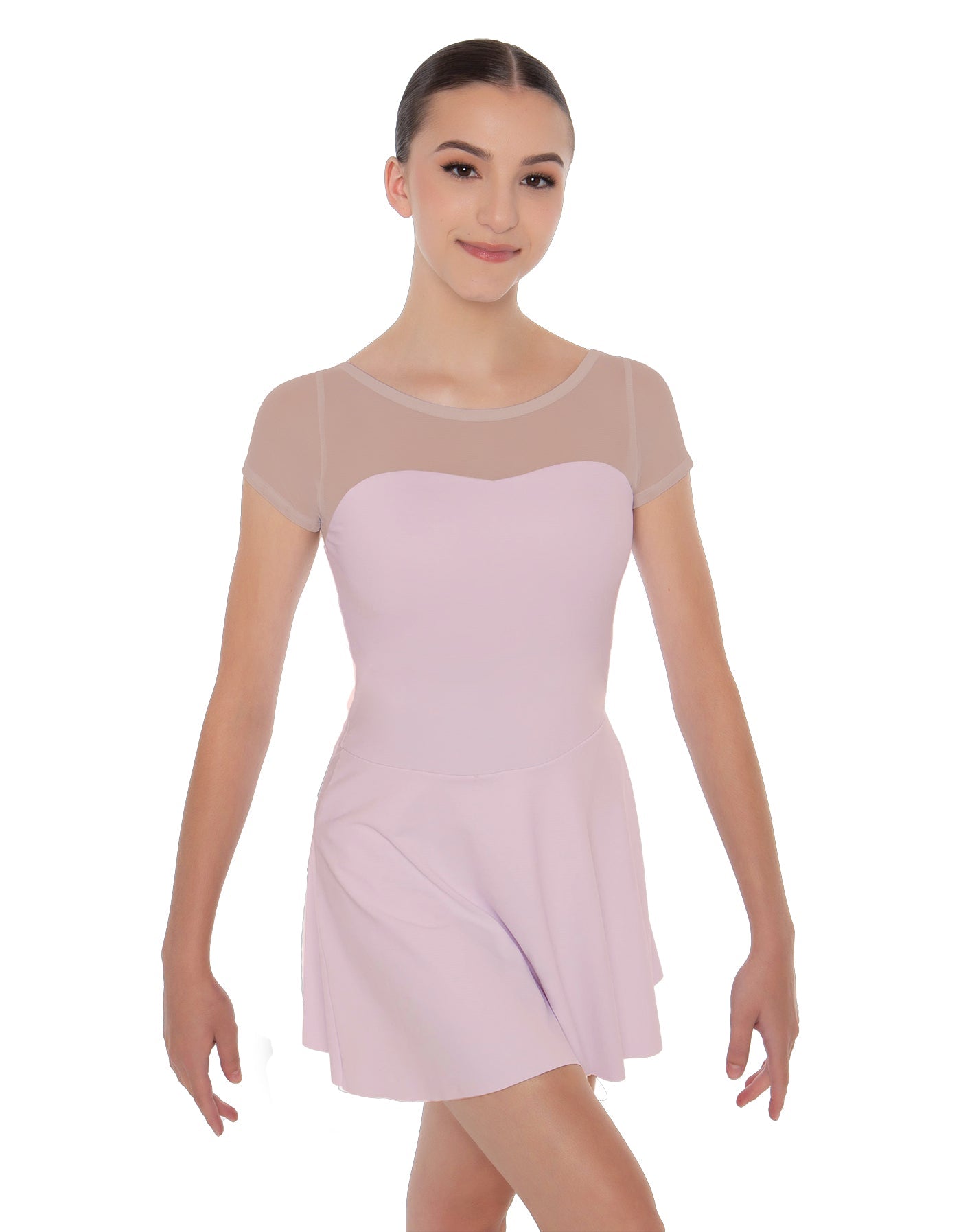 Solid Lycra Mesh Sweetheart with Cap Sleeve Dress