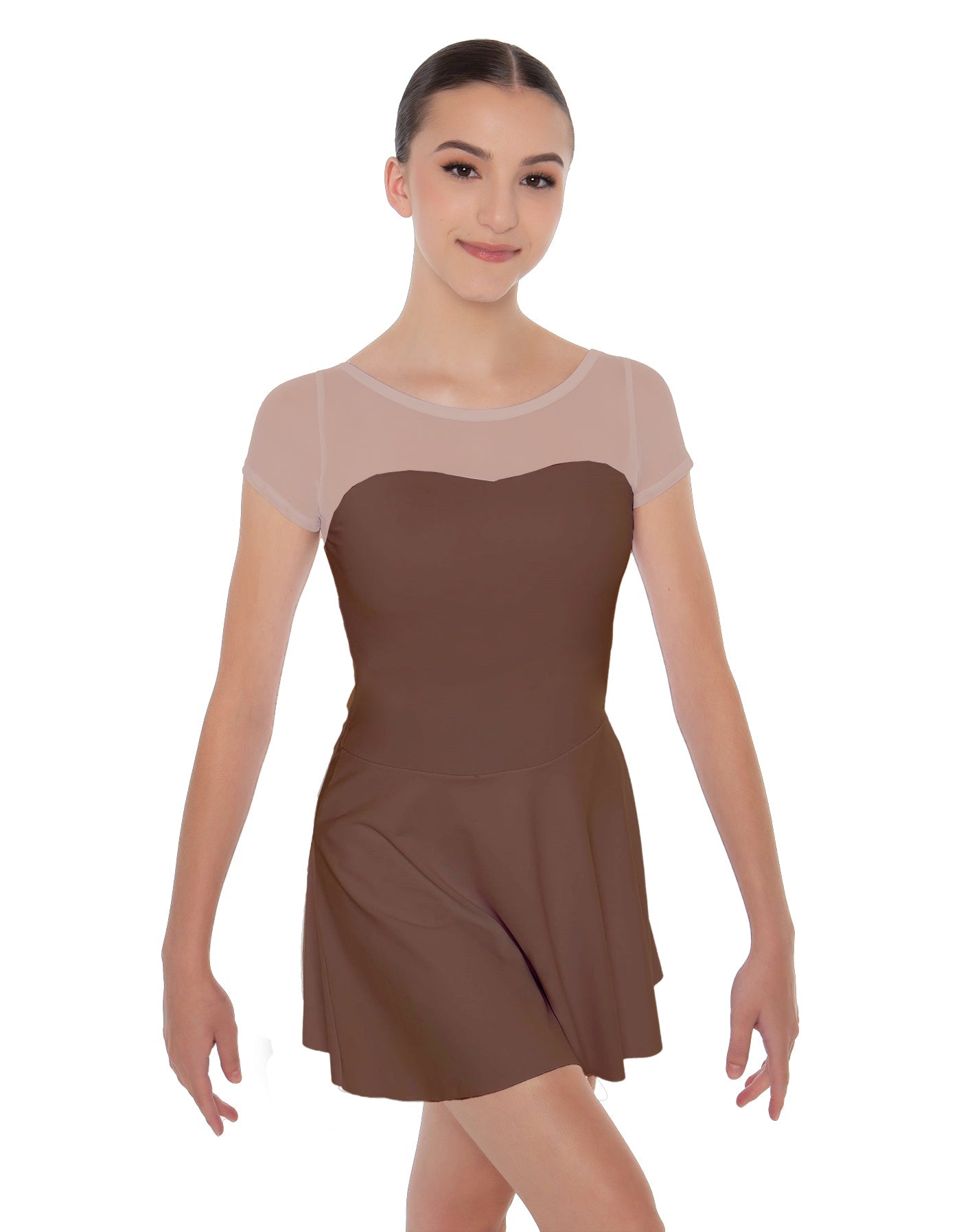 Solid Lycra Mesh Sweetheart with Cap Sleeve Dress