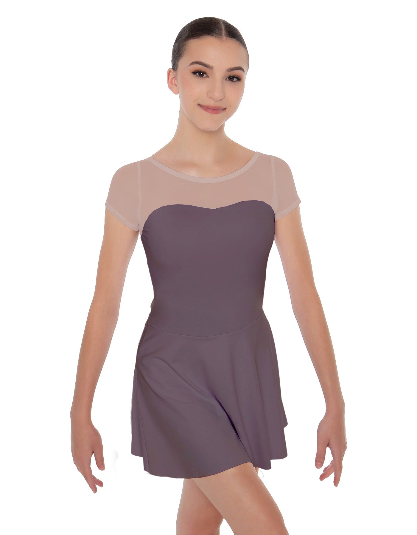 Solid Lycra Mesh Sweetheart with Cap Sleeve Dress