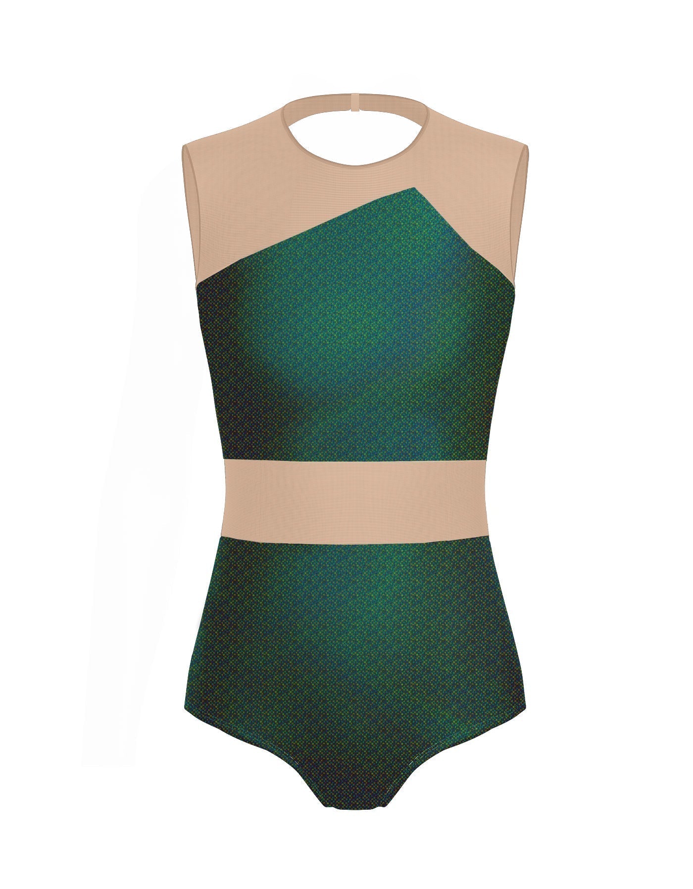 Hologram Defined Leotard Nude Mesh