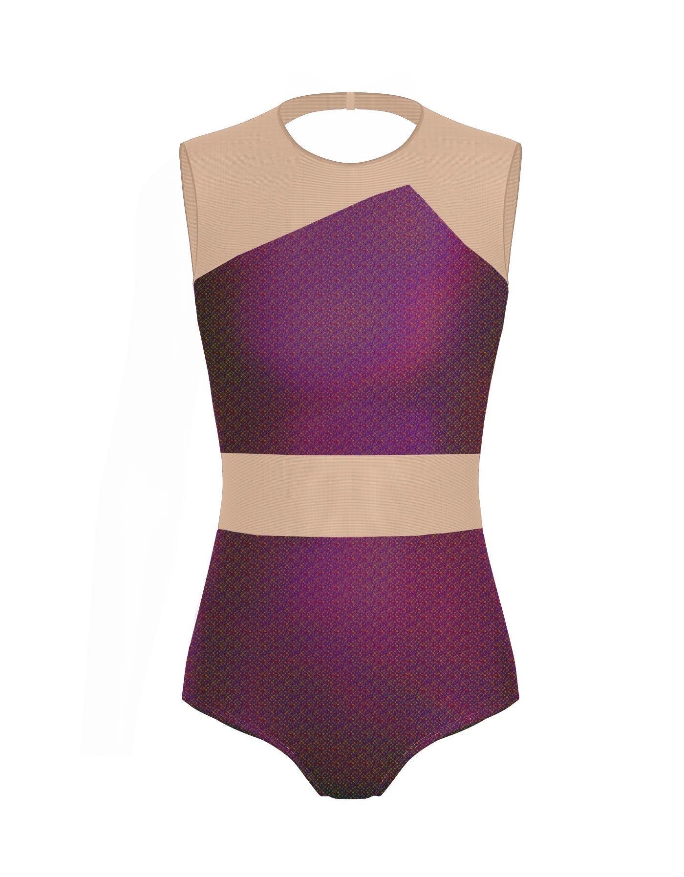 Hologram Defined Leotard Nude Mesh
