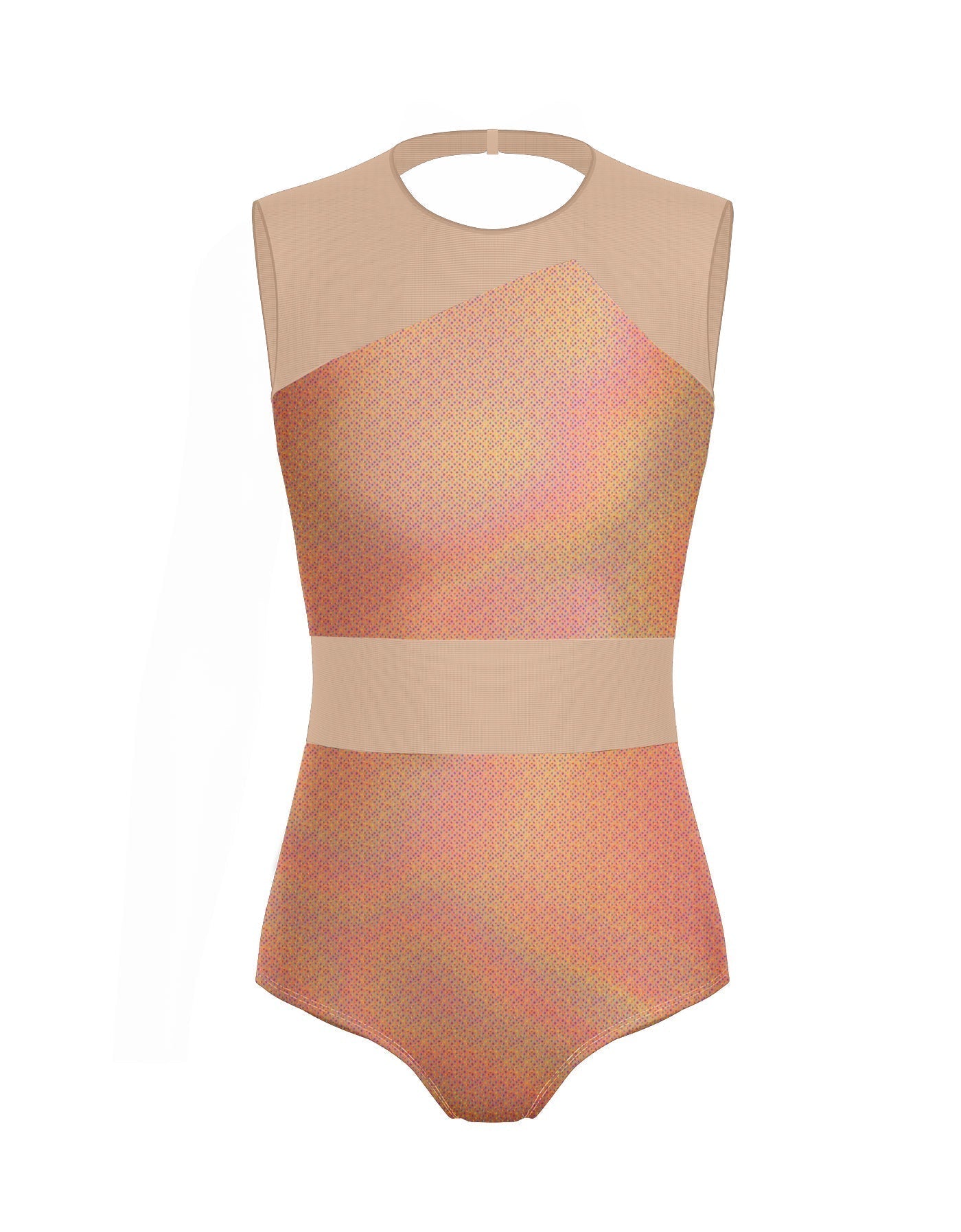 Hologram Defined Leotard Nude Mesh