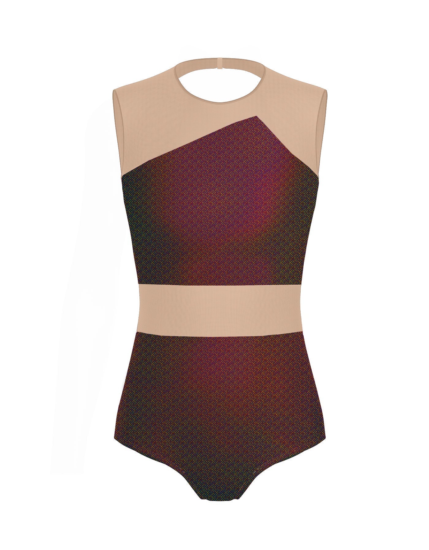 Hologram Defined Leotard Nude Mesh