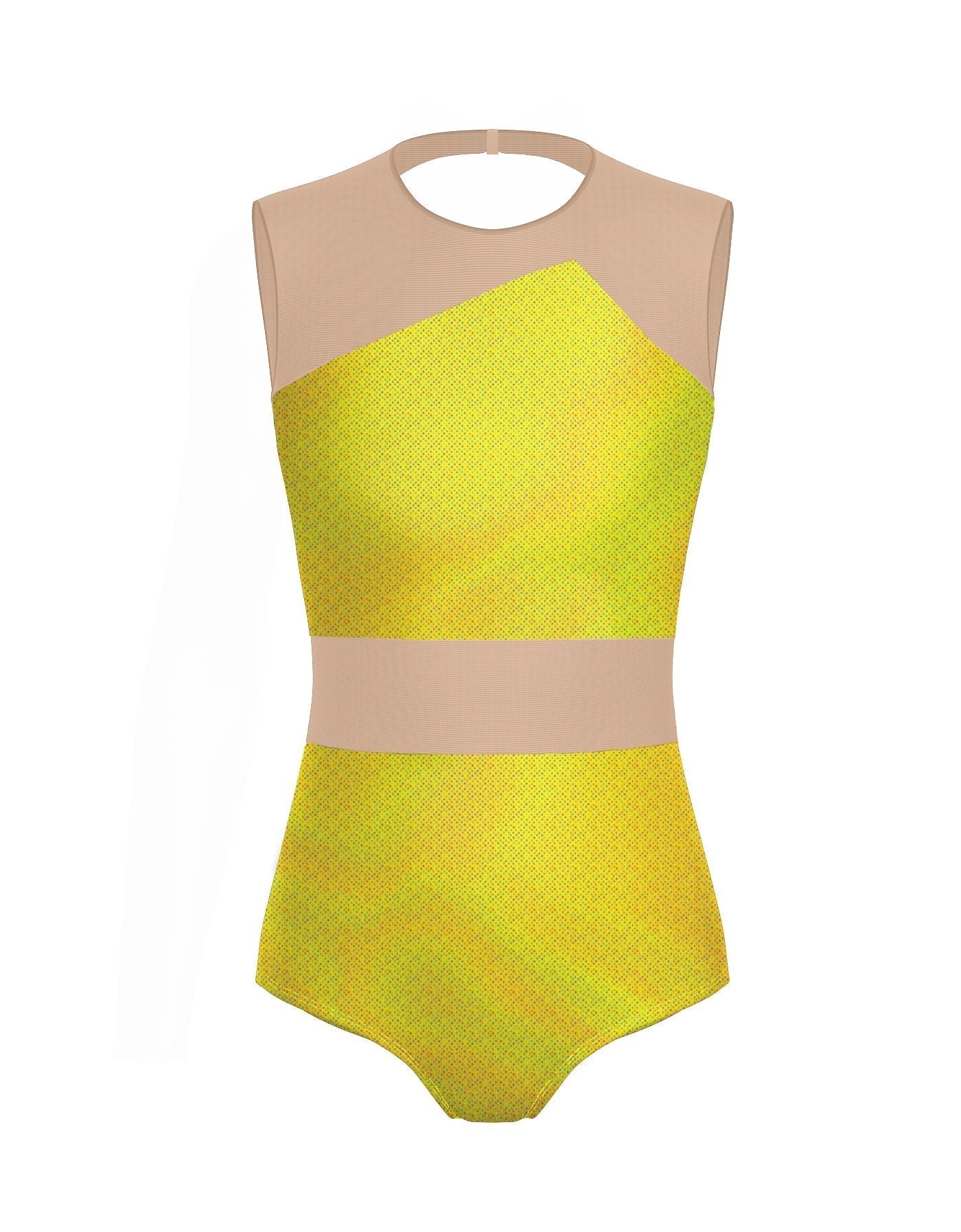 Hologram Defined Leotard Nude Mesh