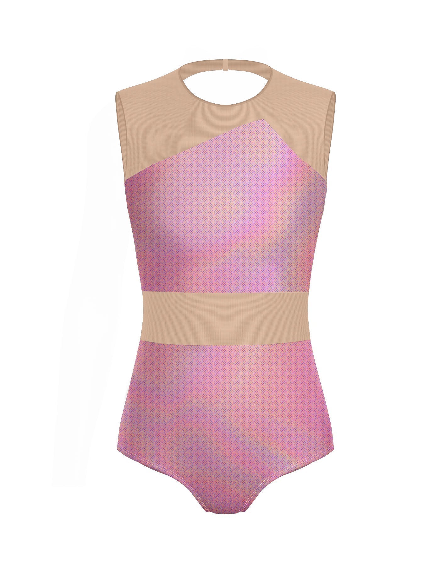 Hologram Defined Leotard Nude Mesh