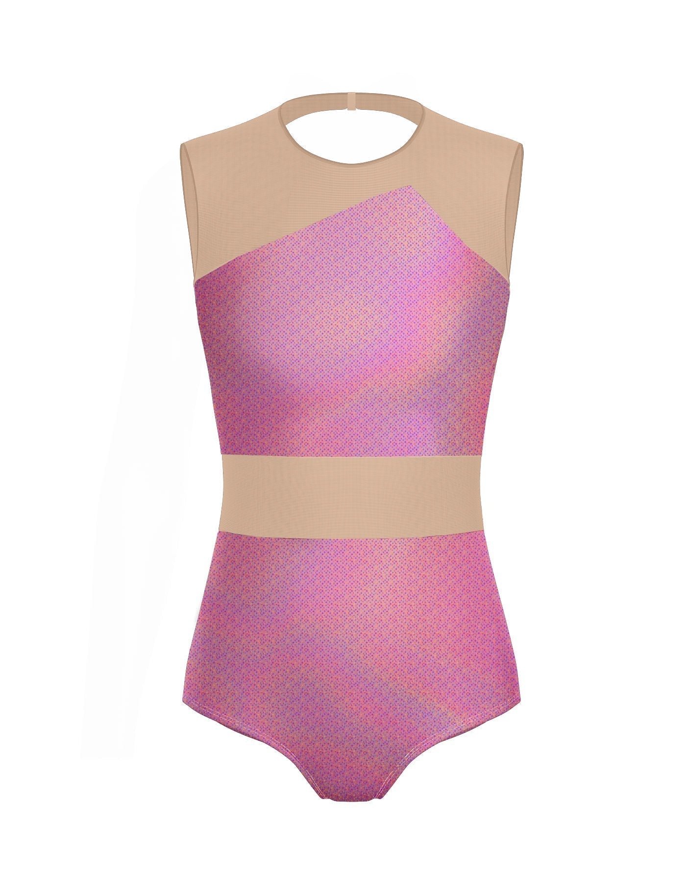 Hologram Defined Leotard Nude Mesh