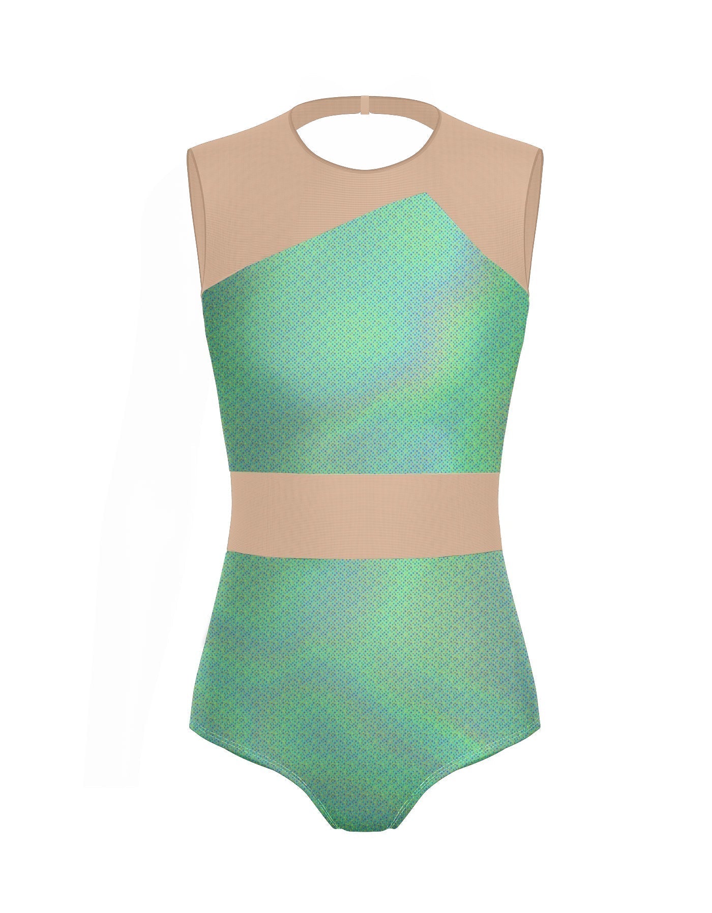Hologram Defined Leotard Nude Mesh