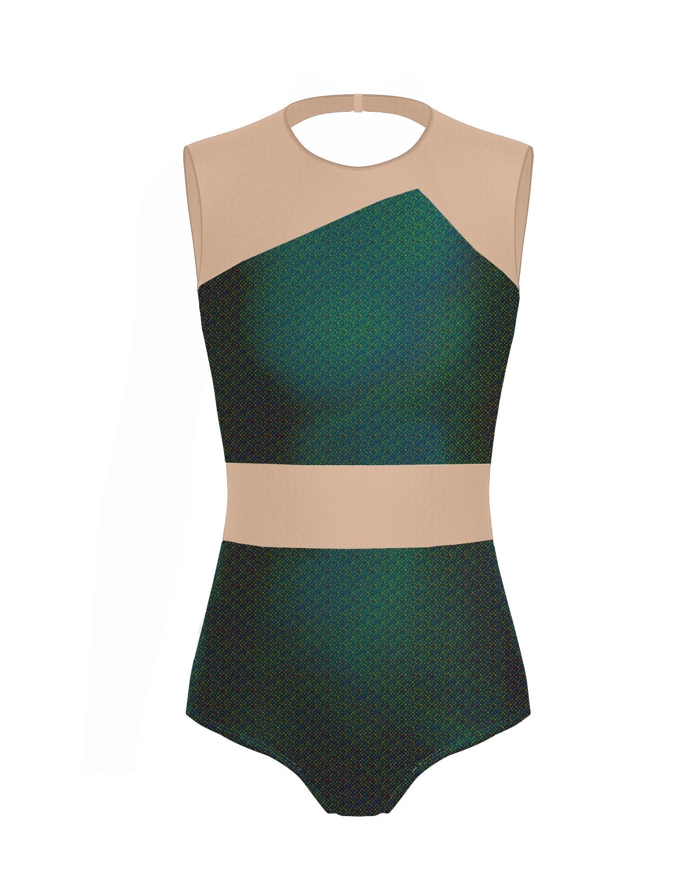 Hologram Defined Leotard Nude Mesh