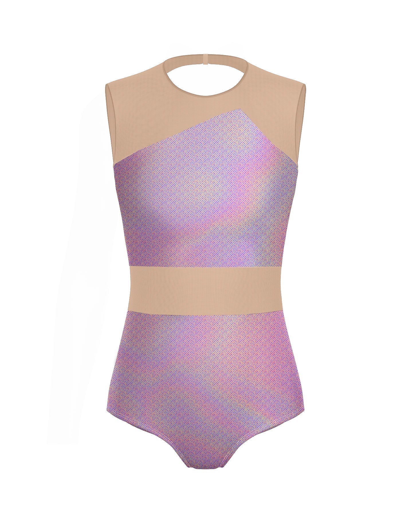 Hologram Defined Leotard Nude Mesh