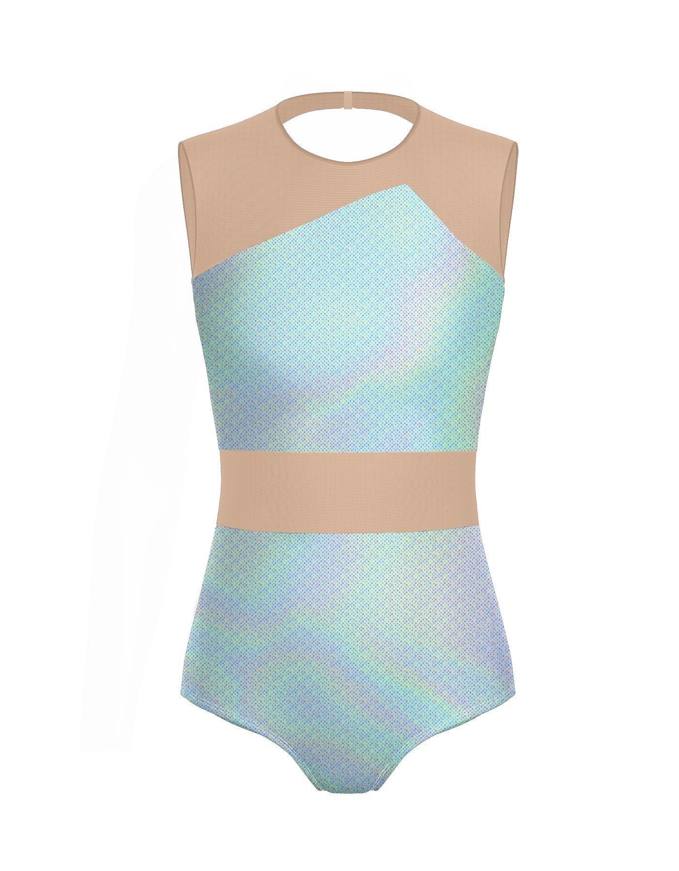 Hologram Defined Leotard Nude Mesh