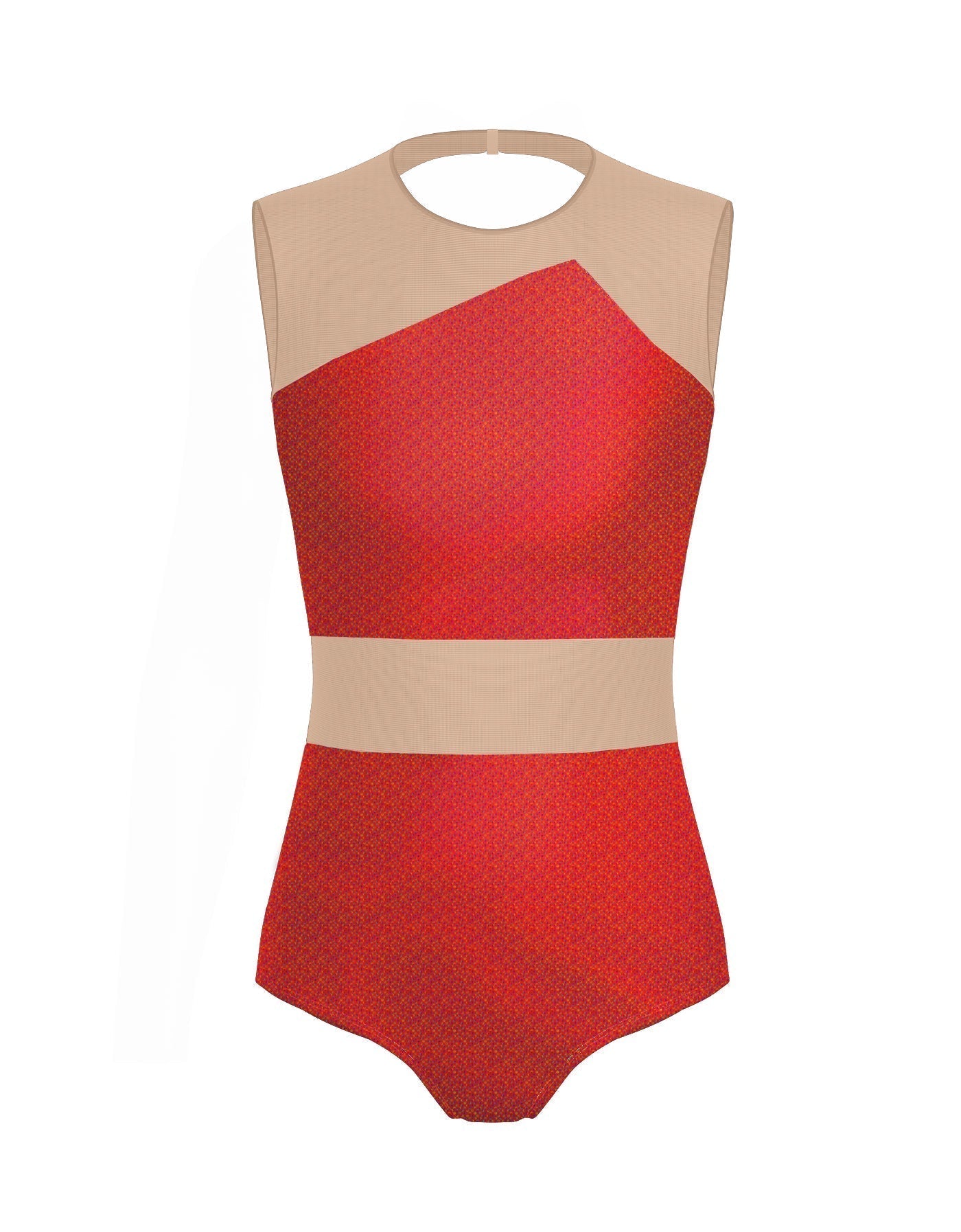Hologram Defined Leotard Nude Mesh