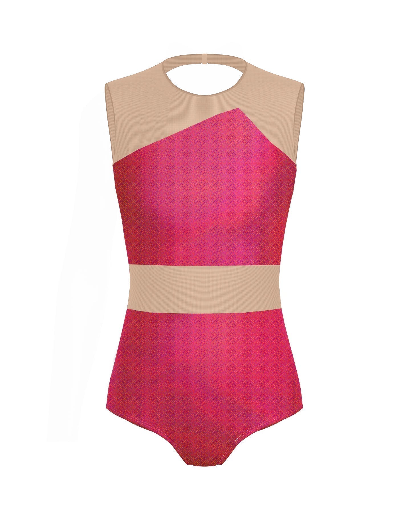 Hologram Defined Leotard Nude Mesh